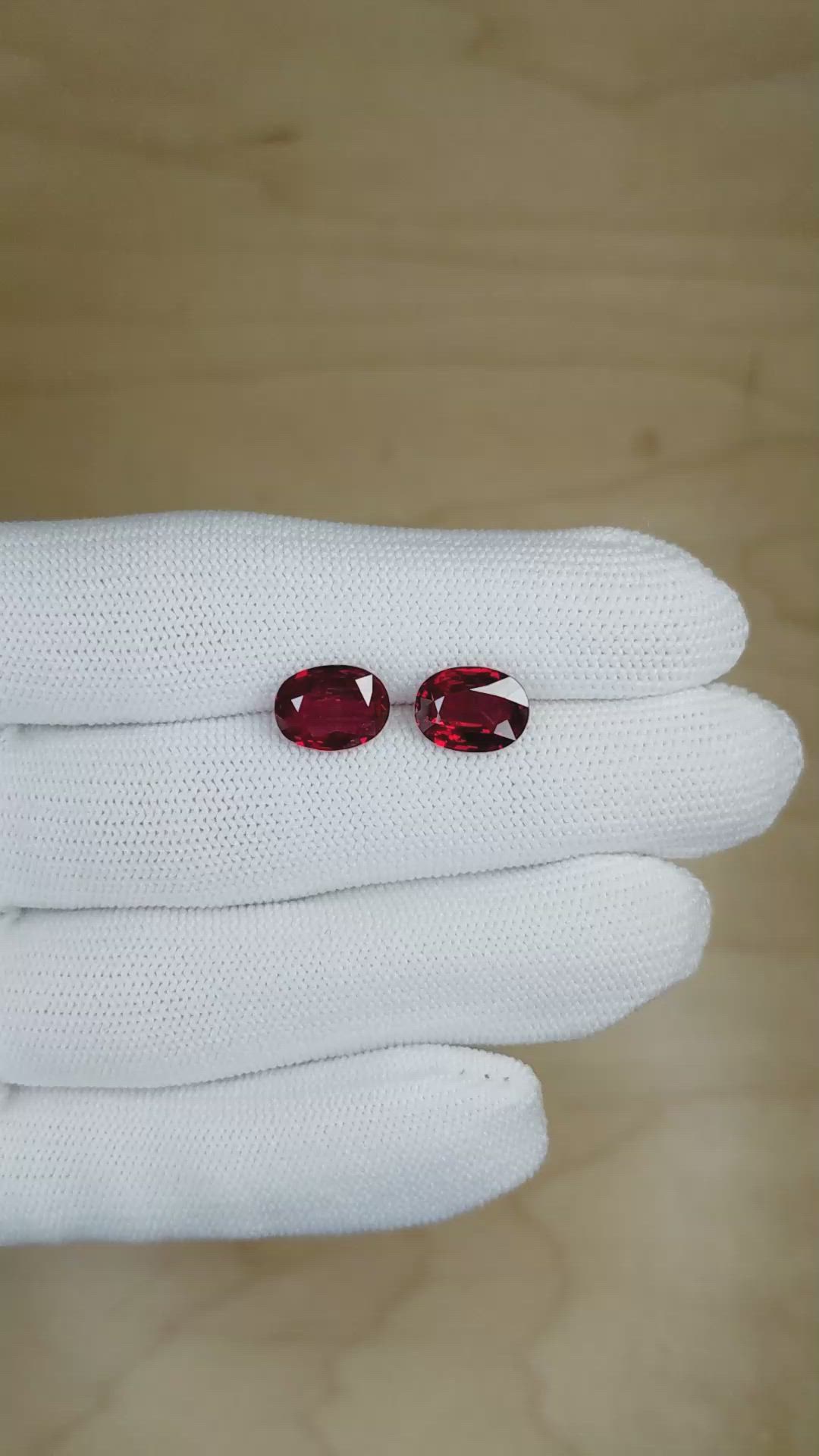 6.17 Ct.Tw.Total Carat Weight Ruby Pair from Mozambique Size Video