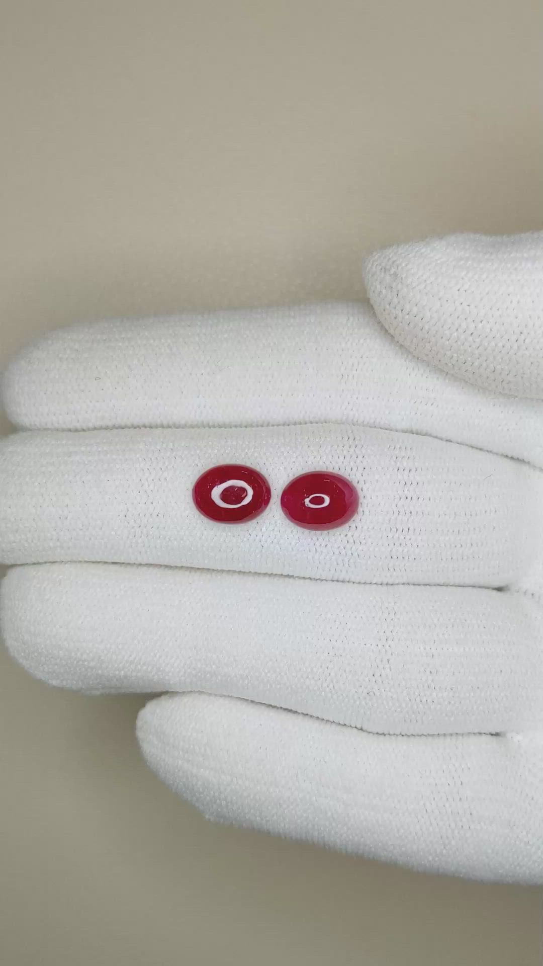 3.32&nbsp;Ct.Tw.Total Carat Weight Cabochon Ruby Pair from Mozambique Size Video