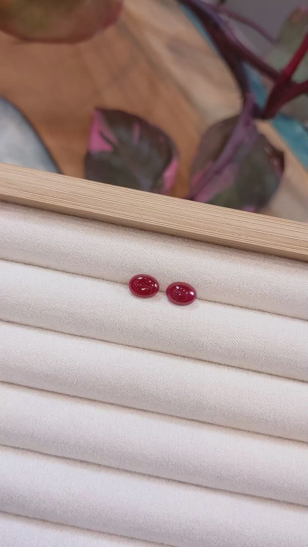 3.32&nbsp;Ct.Tw.Total Carat Weight Cabochon Ruby Pair from Mozambique Size Video