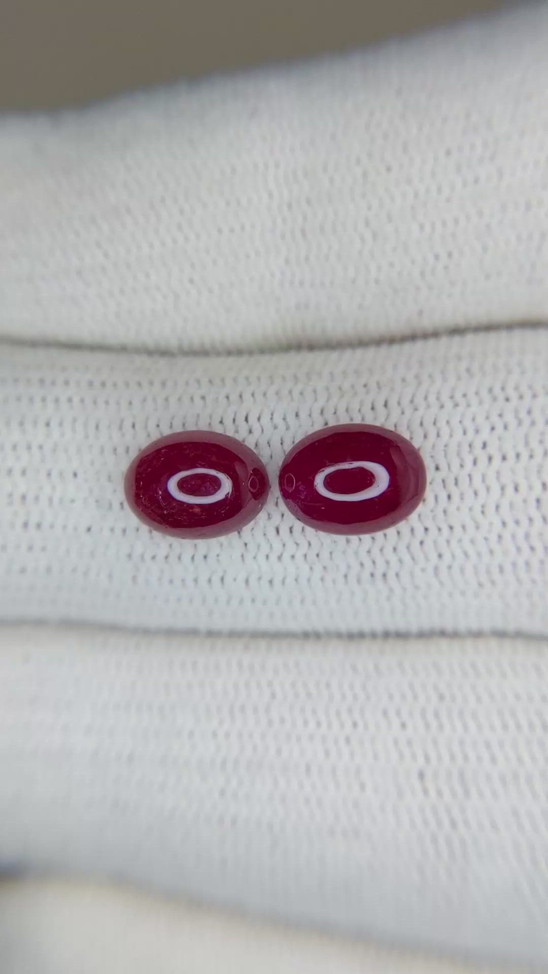 3.74&nbsp;Ct.Tw.Total Carat Weight Cabochon Ruby Pair from Mozambique Size Video