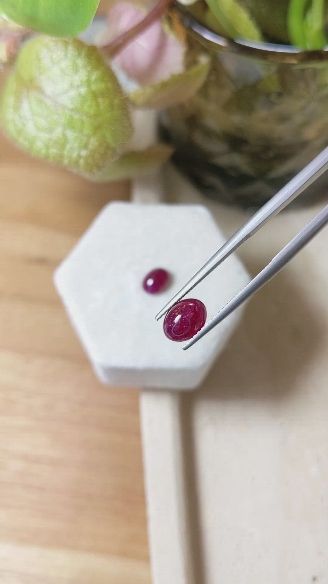 3.74&nbsp;Ct.Tw.Total Carat Weight Cabochon Ruby Pair from Mozambique Size Video