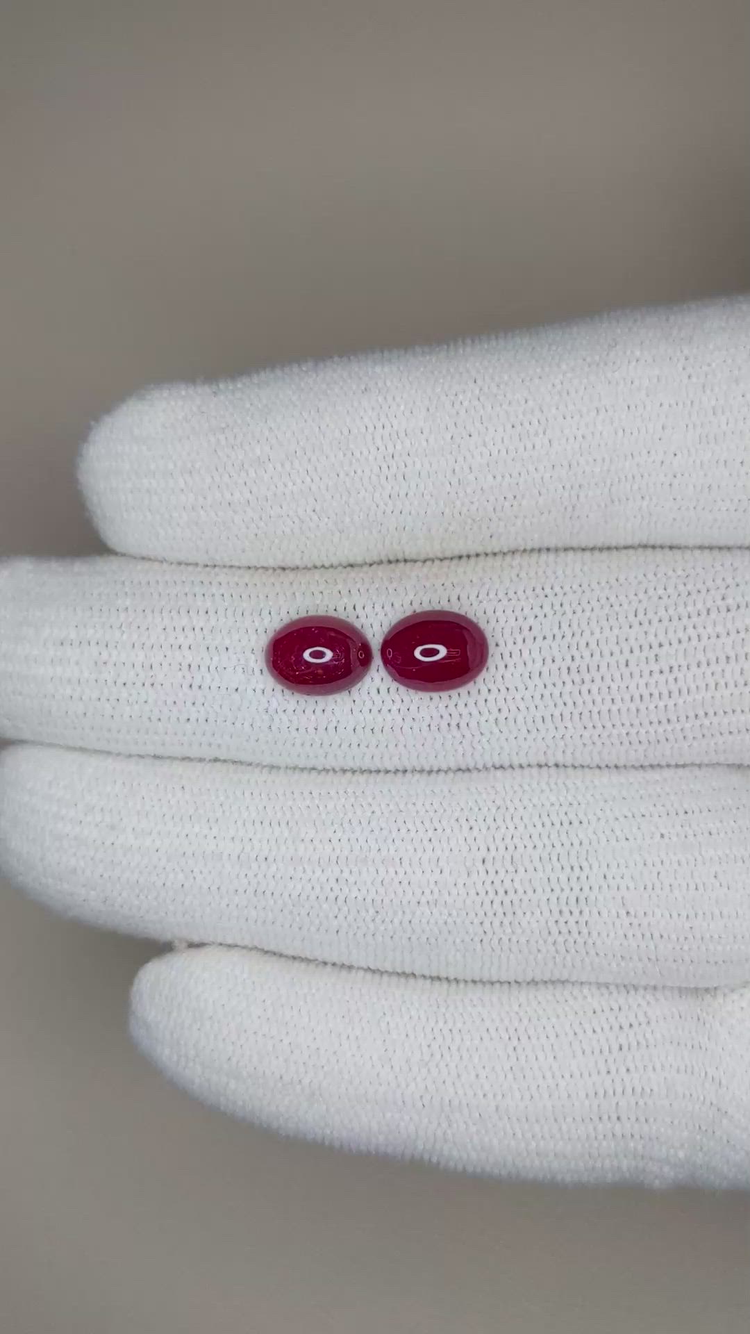 3.74&nbsp;Ct.Tw.Total Carat Weight Cabochon Ruby Pair from Mozambique Size Video