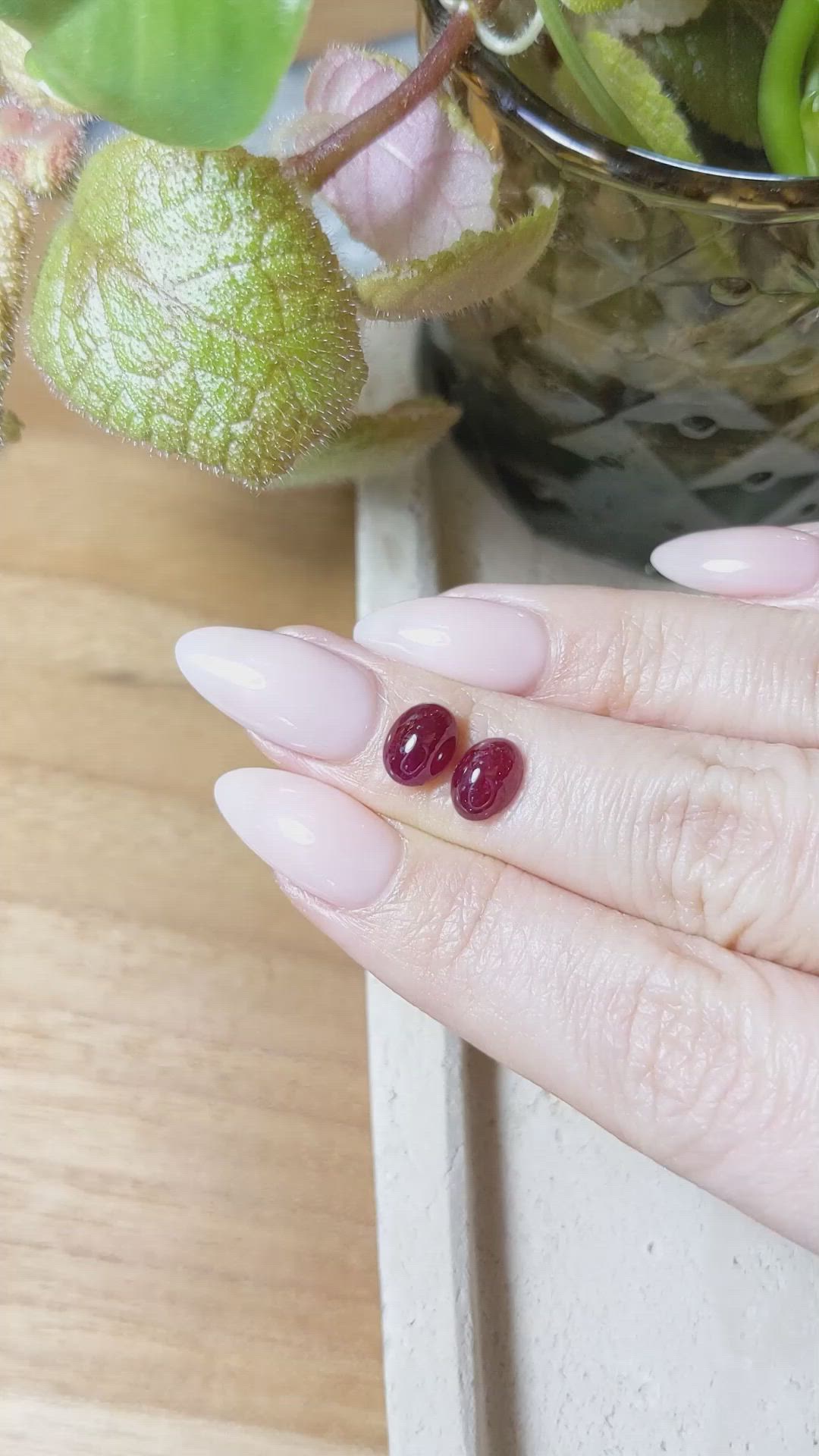 3.74&nbsp;Ct.Tw.Total Carat Weight Cabochon Ruby Pair from Mozambique Size Video