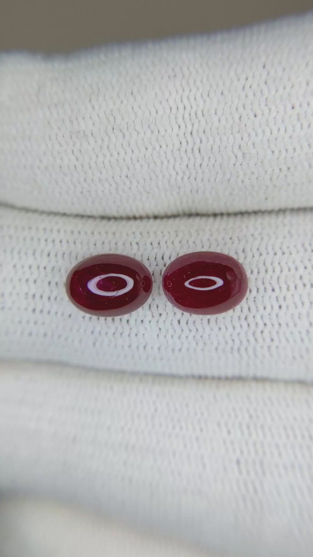 4.44&nbsp;Ct.Tw.Total Carat Weight Cabochon Ruby Pair from Mozambique Size Video