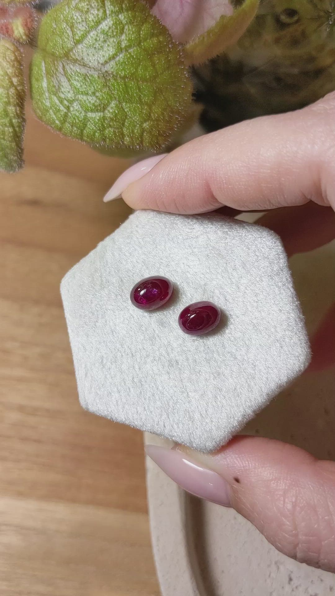 4.44&nbsp;Ct.Tw.Total Carat Weight Cabochon Ruby Pair from Mozambique Size Video