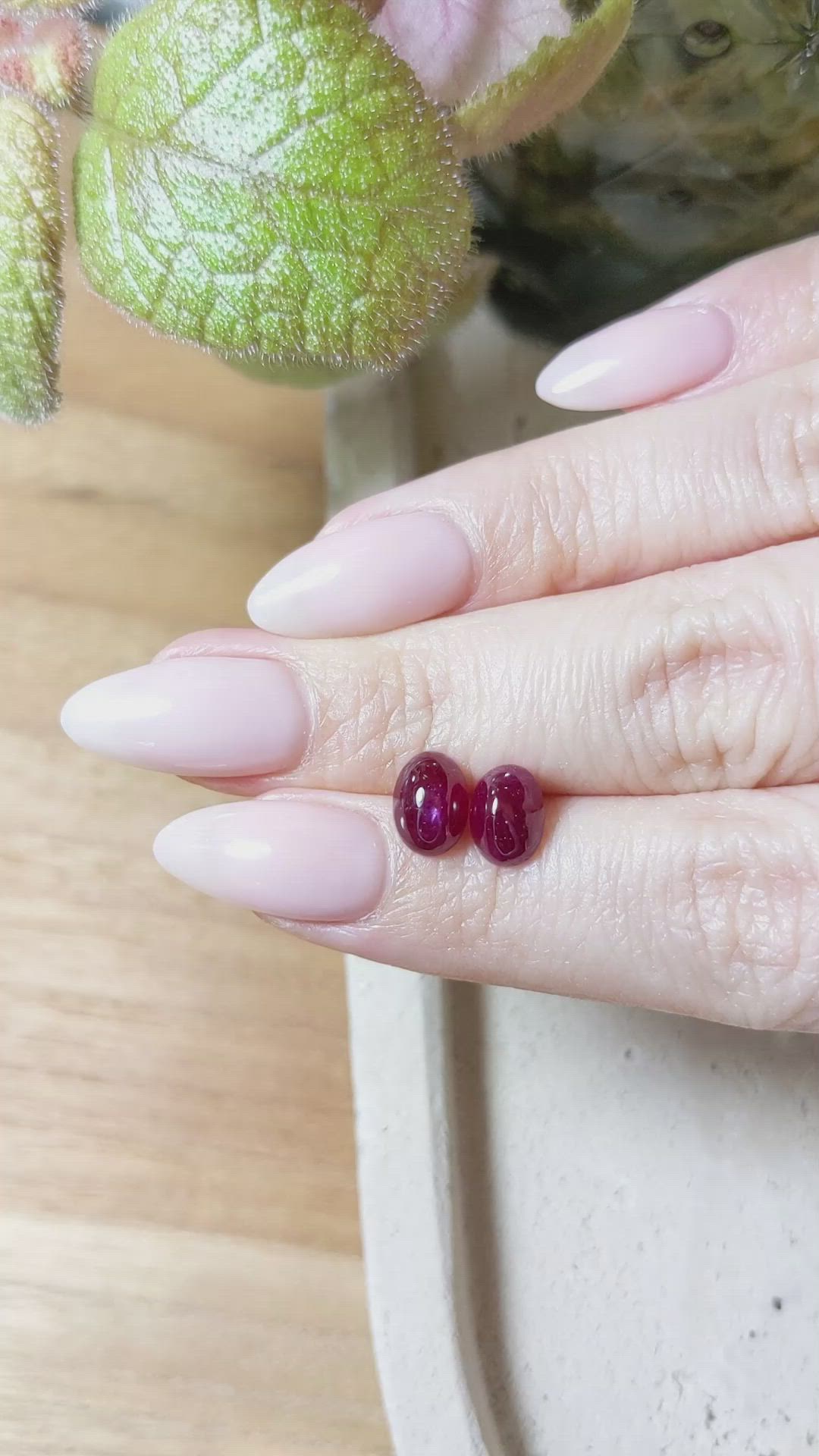 4.44&nbsp;Ct.Tw.Total Carat Weight Cabochon Ruby Pair from Mozambique Size Video