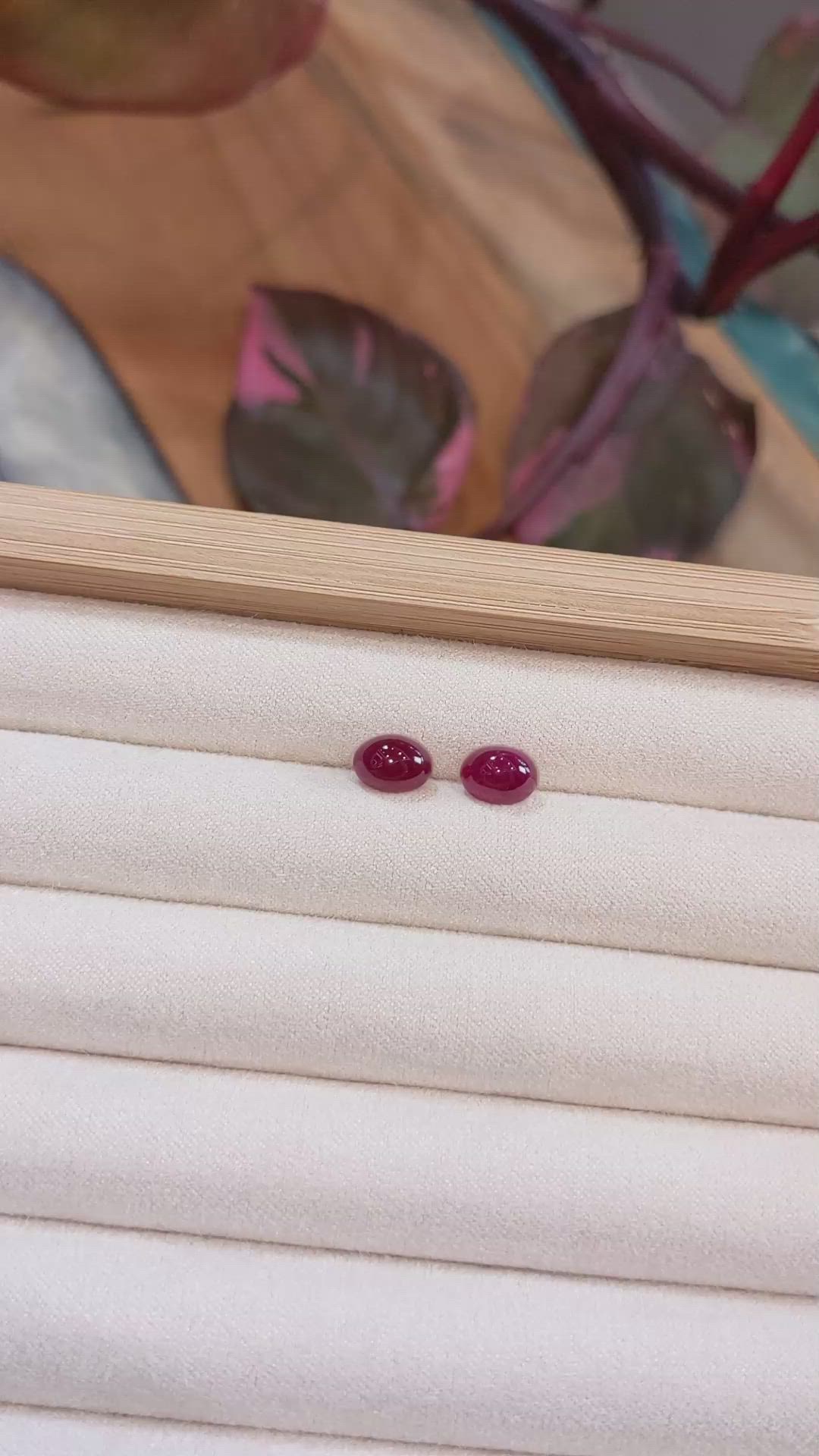 4.57&nbsp;Ct.Tw.Total Carat Weight Cabochon Ruby Pair from Mozambique Size Video