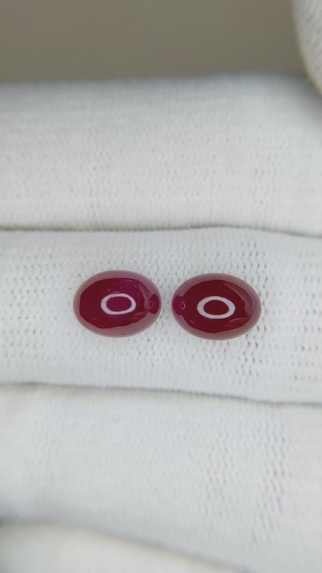 4.57&nbsp;Ct.Tw.Total Carat Weight Cabochon Ruby Pair from Mozambique Size Video