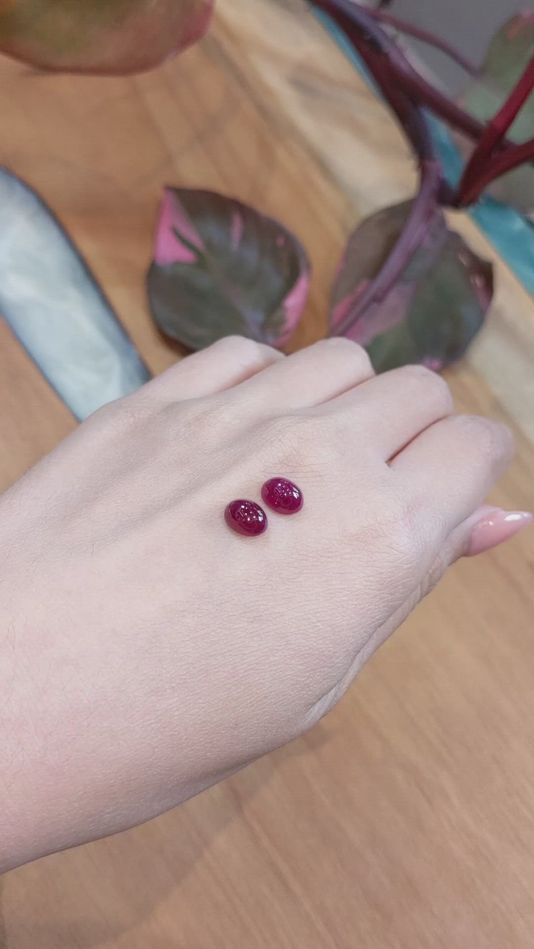 4.57&nbsp;Ct.Tw.Total Carat Weight Cabochon Ruby Pair from Mozambique Size Video