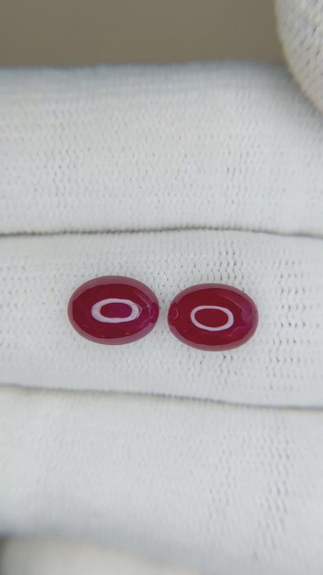 3.76&nbsp;Ct.Tw.Total Carat Weight Cabochon Ruby Pair from Mozambique Size Video