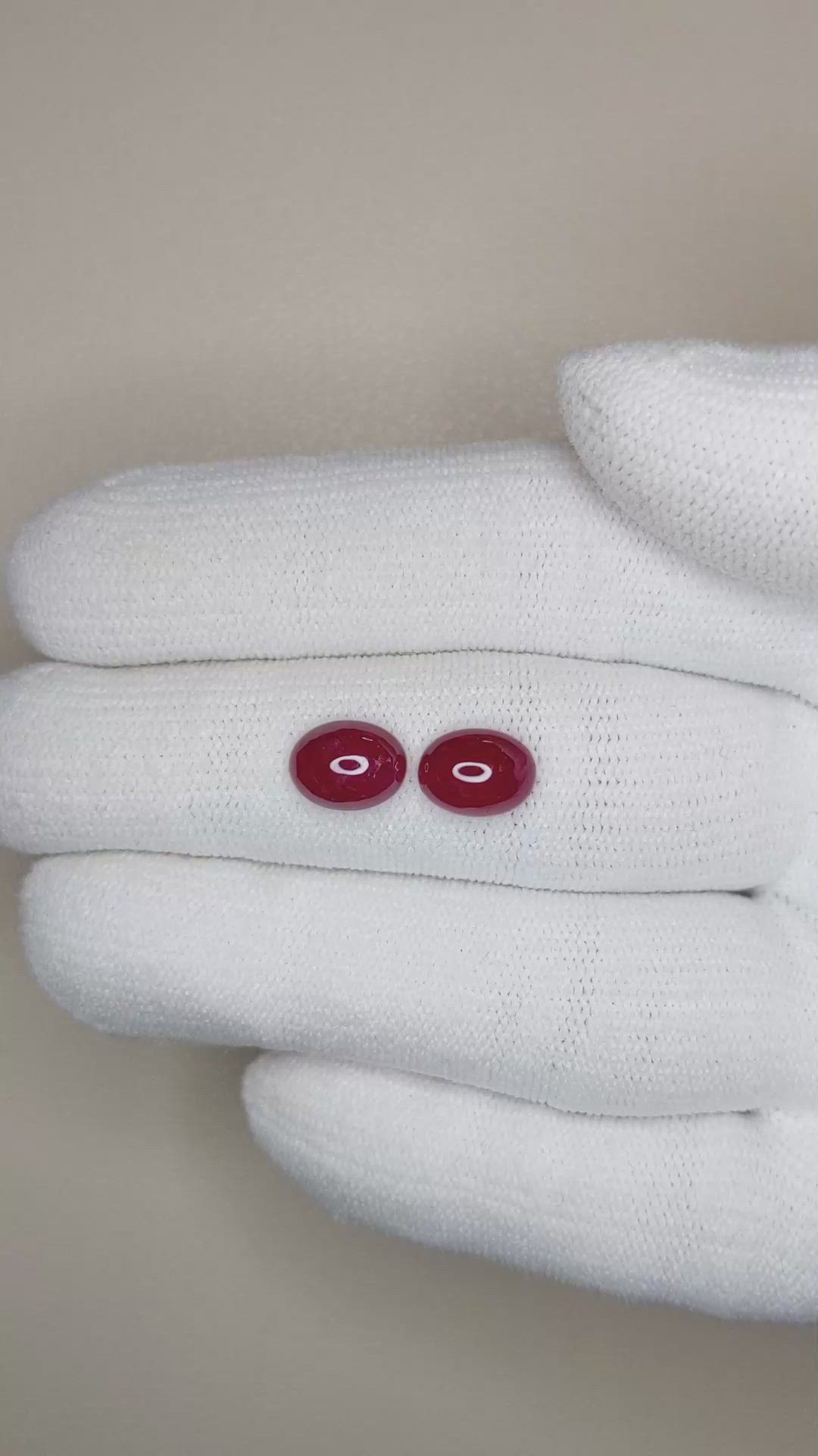 3.76&nbsp;Ct.Tw.Total Carat Weight Cabochon Ruby Pair from Mozambique Size Video