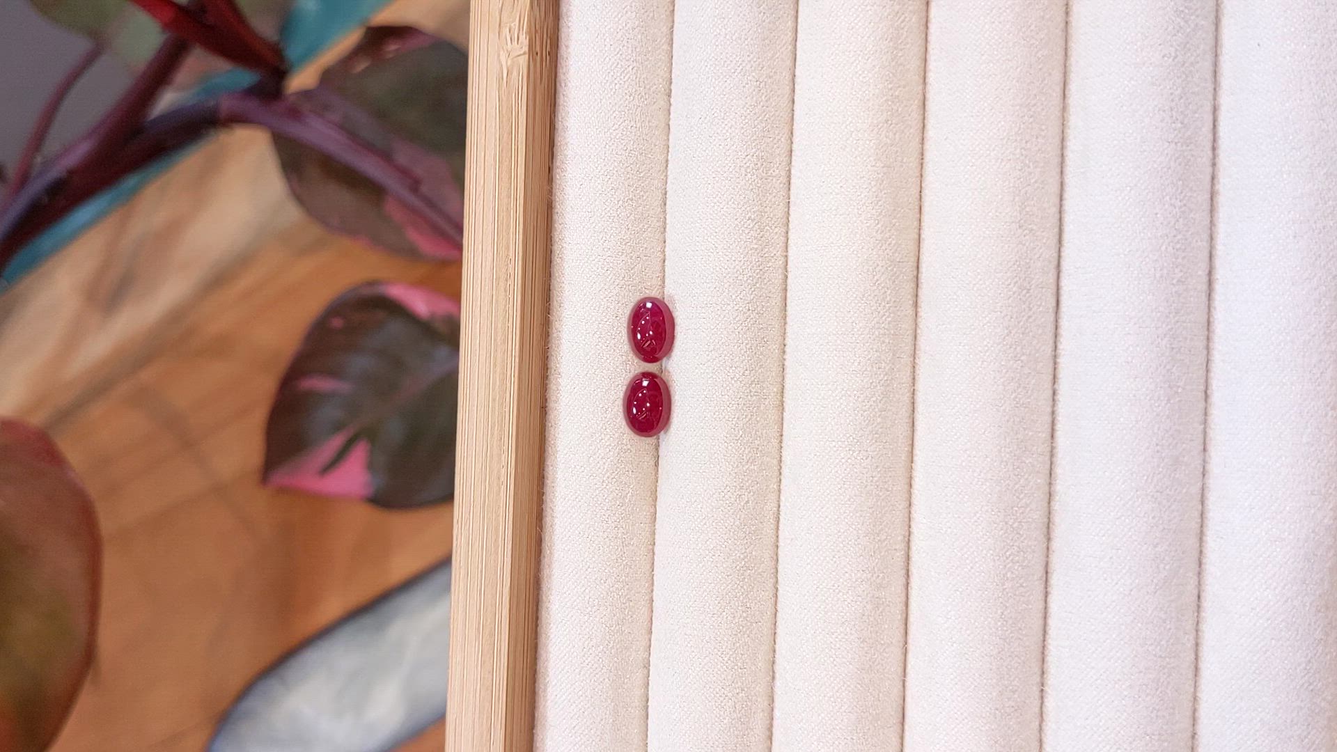 3.76&nbsp;Ct.Tw.Total Carat Weight Cabochon Ruby Pair from Mozambique Size Video