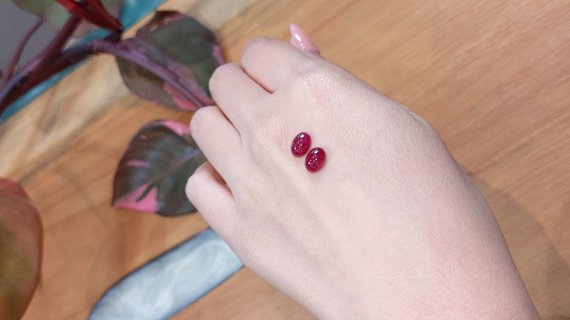 3.76&nbsp;Ct.Tw.Total Carat Weight Cabochon Ruby Pair from Mozambique Size Video