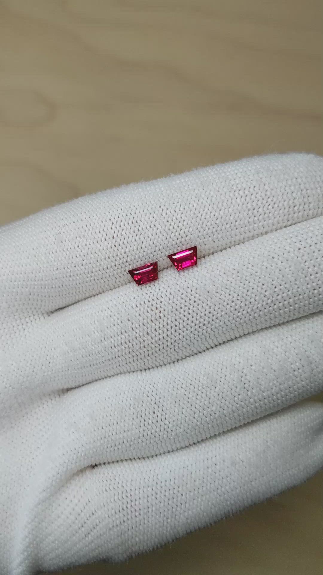 1.06 Ct.Tw.Total Carat Weight Ruby Pair from Mozambique Size Video