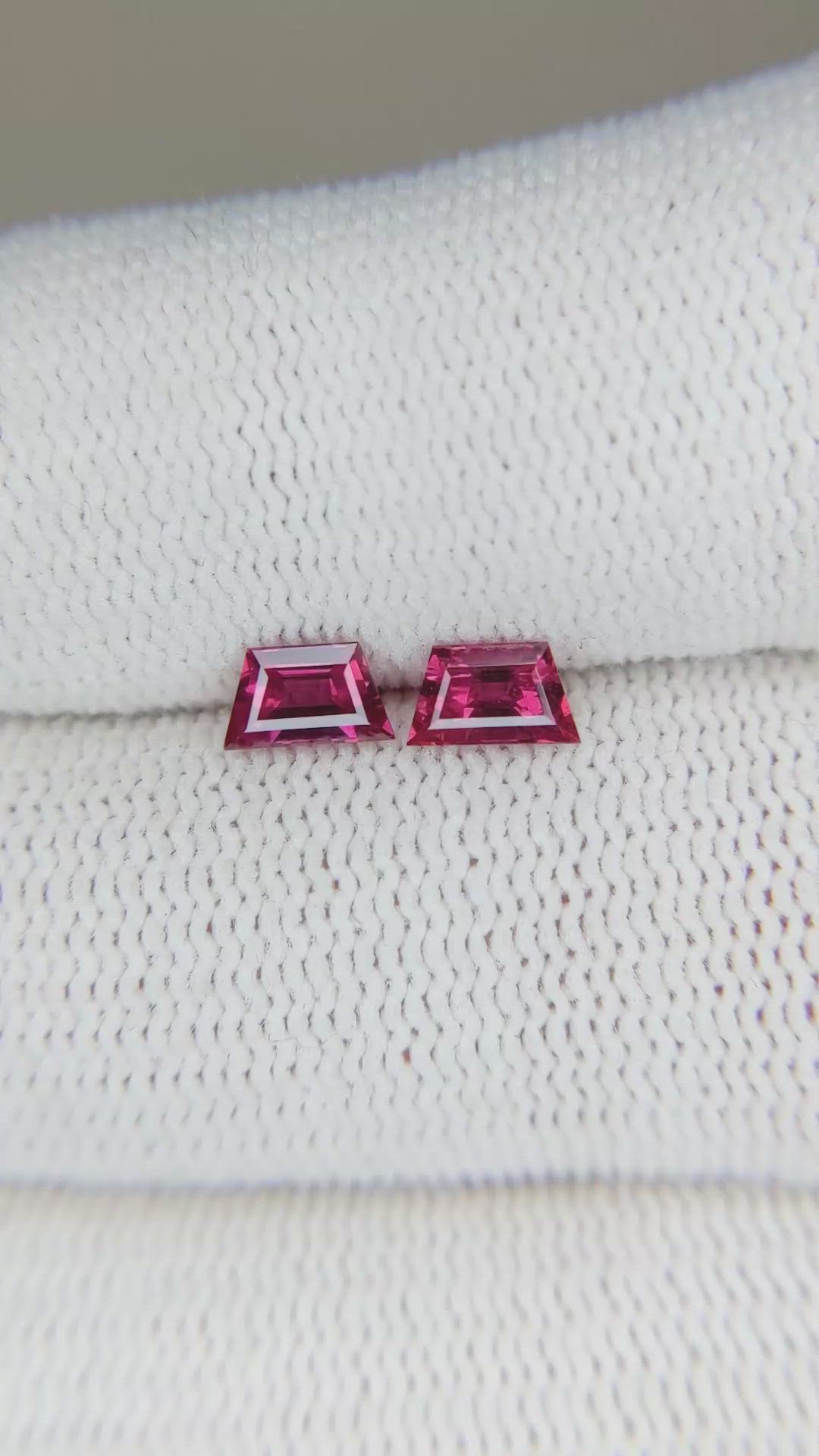 0.88 Ct.Tw.Total Carat Weight Ruby Pair from Mozambique Size Video