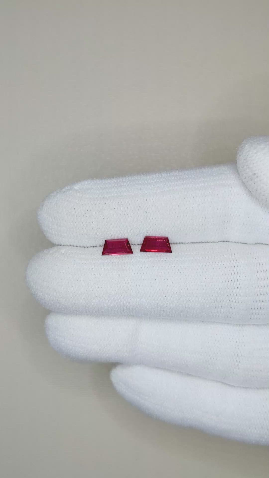 0.78&nbsp;Ct.Tw.Total Carat Weight Ruby Pair from Mozambique Size Video