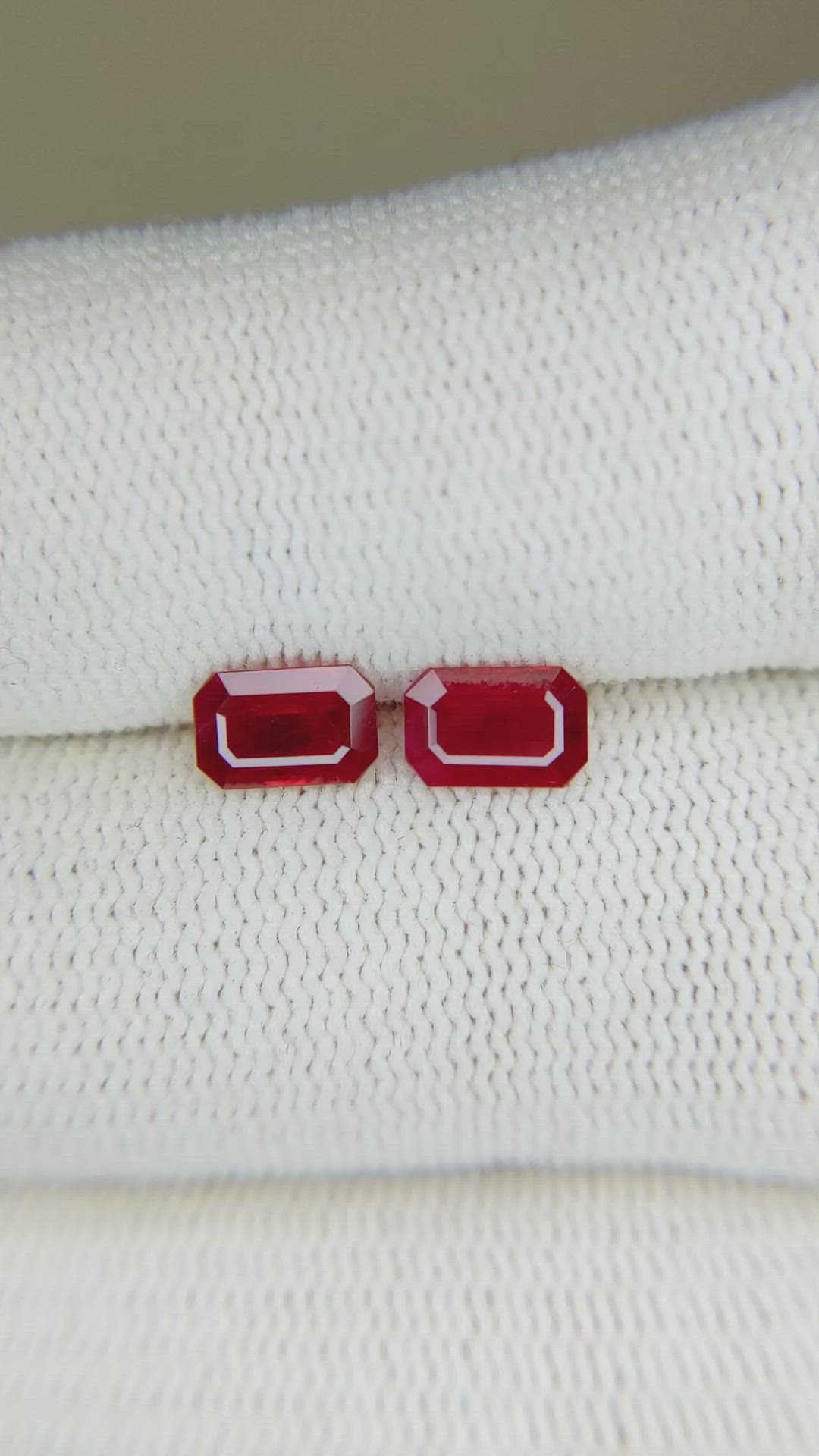 1.34&nbsp;Ct.Tw.Total Carat Weight Ruby Pair from Mozambique Size Video