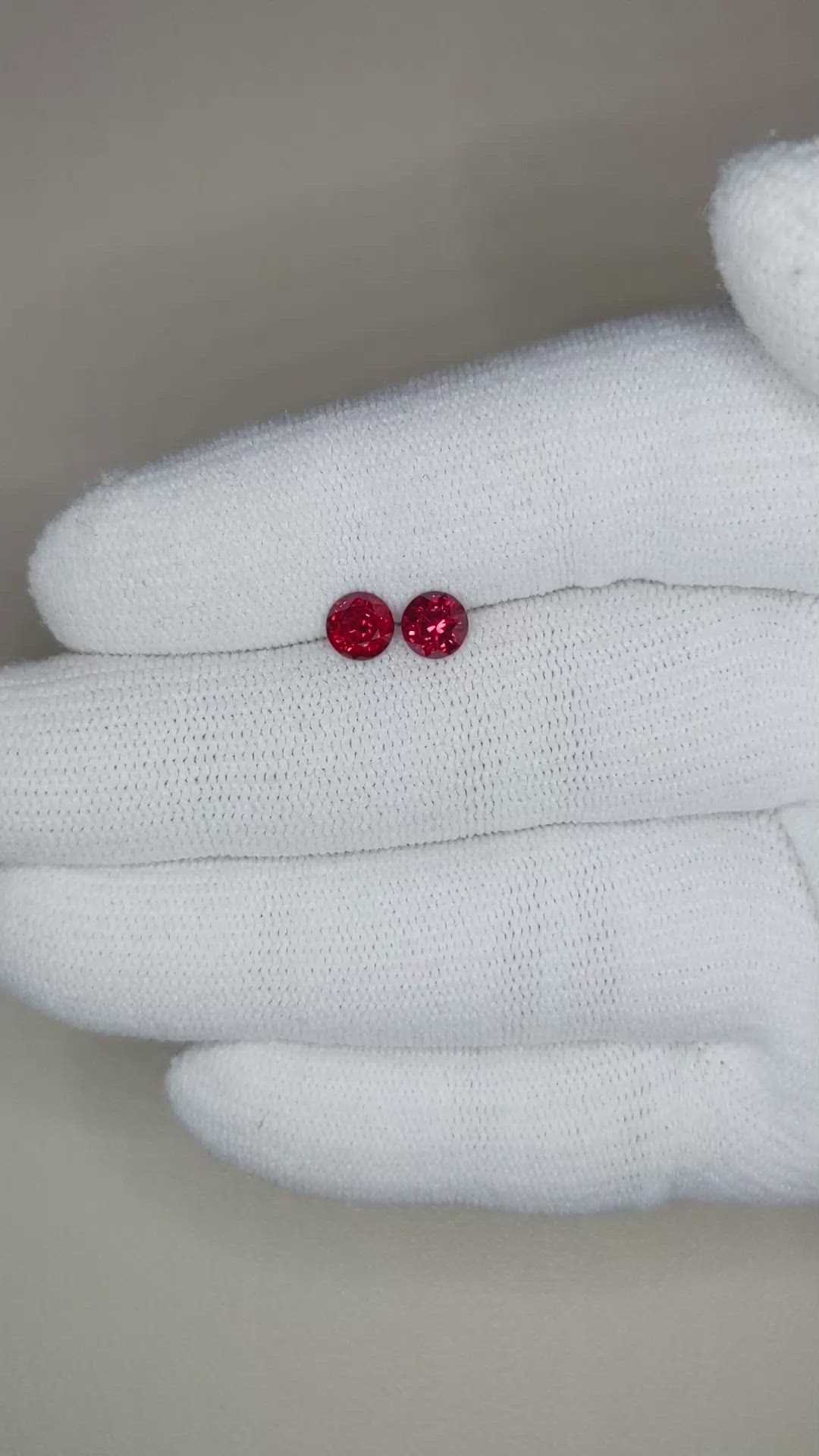 1.24&nbsp;Ct.Tw.Total Carat Weight Ruby Pair from Mozambique Size Video