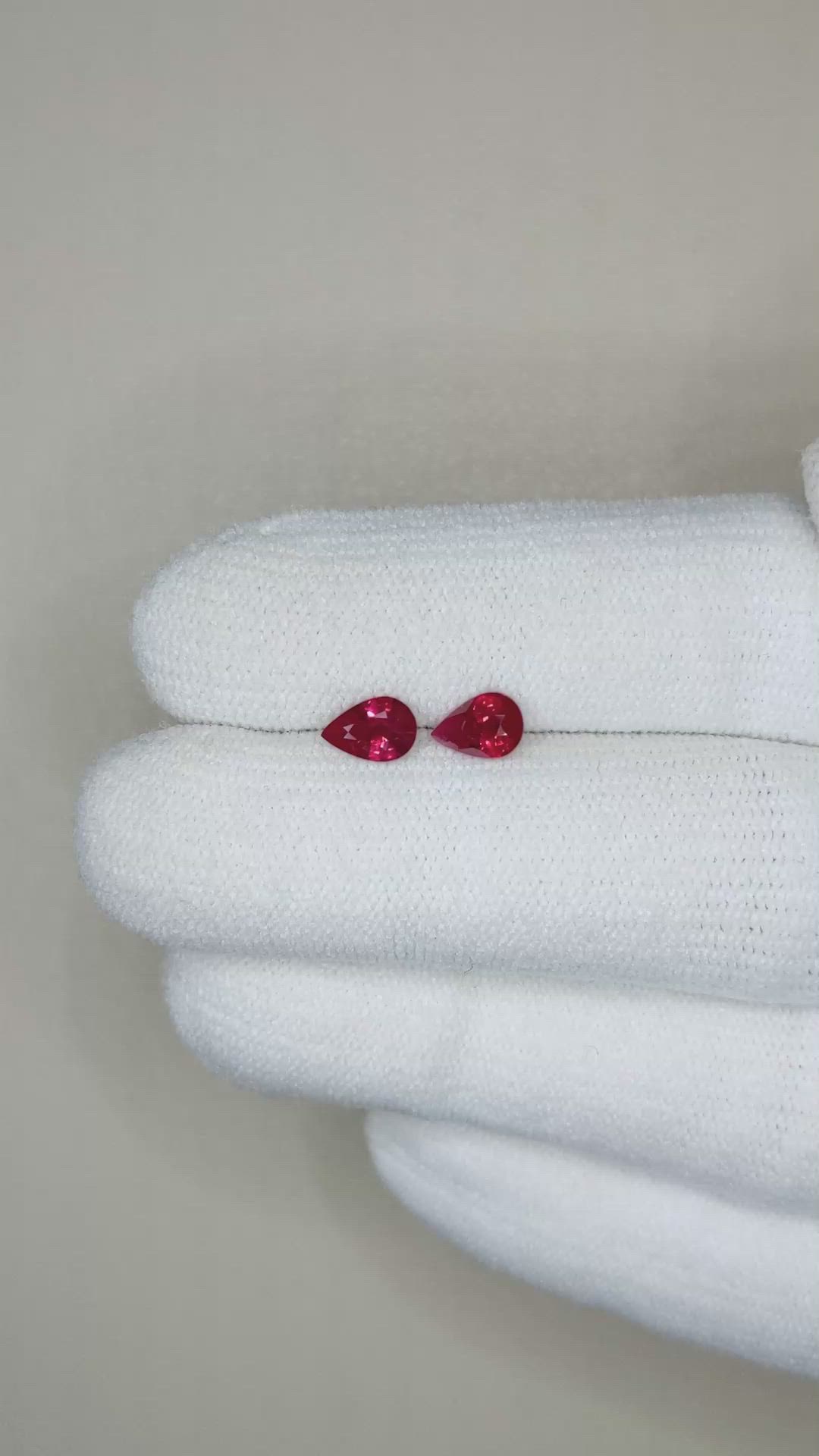 0.89&nbsp;Ct.Tw.Total Carat Weight Ruby Pair from Mozambique Size Video