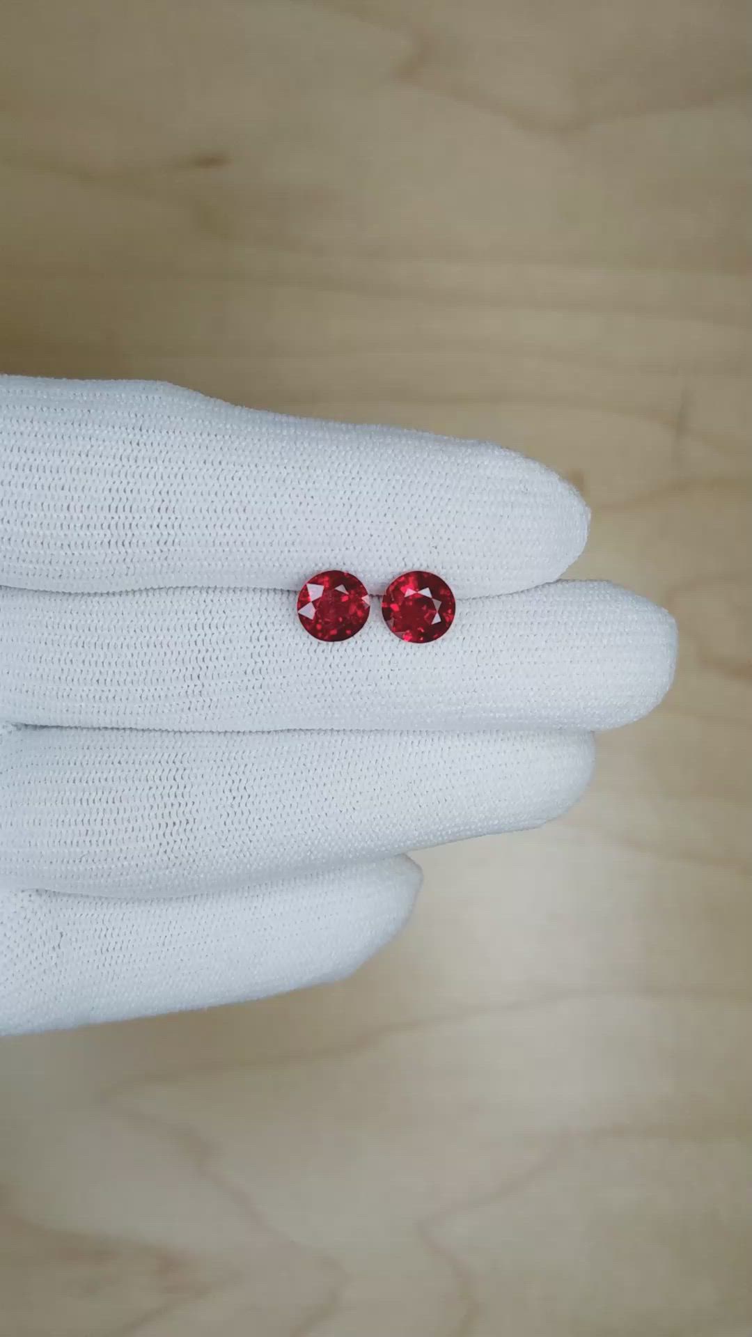 3.30&nbsp;Ct.Tw.Total Carat Weight Ruby Pair from Mozambique Size Video