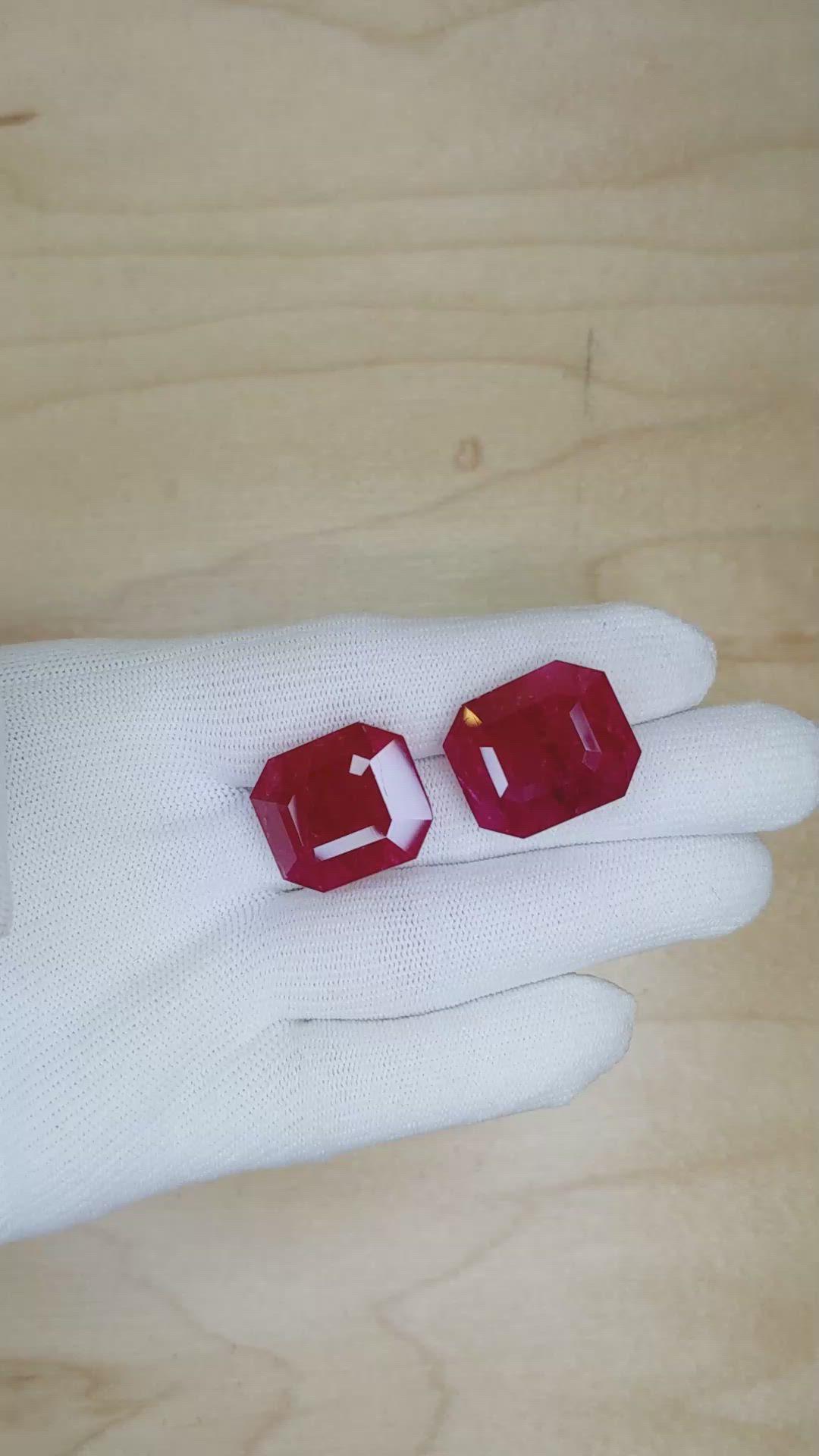 79.62&nbsp;Ct.Tw.Total Carat Weight Ruby Pair from Mozambique Size Video