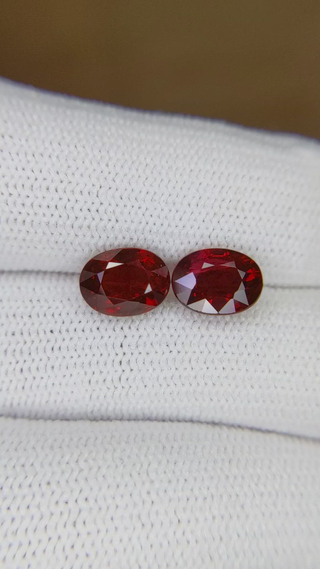 3.80&nbsp;Ct.Tw.Total Carat Weight Ruby Pair from Mozambique Size Video