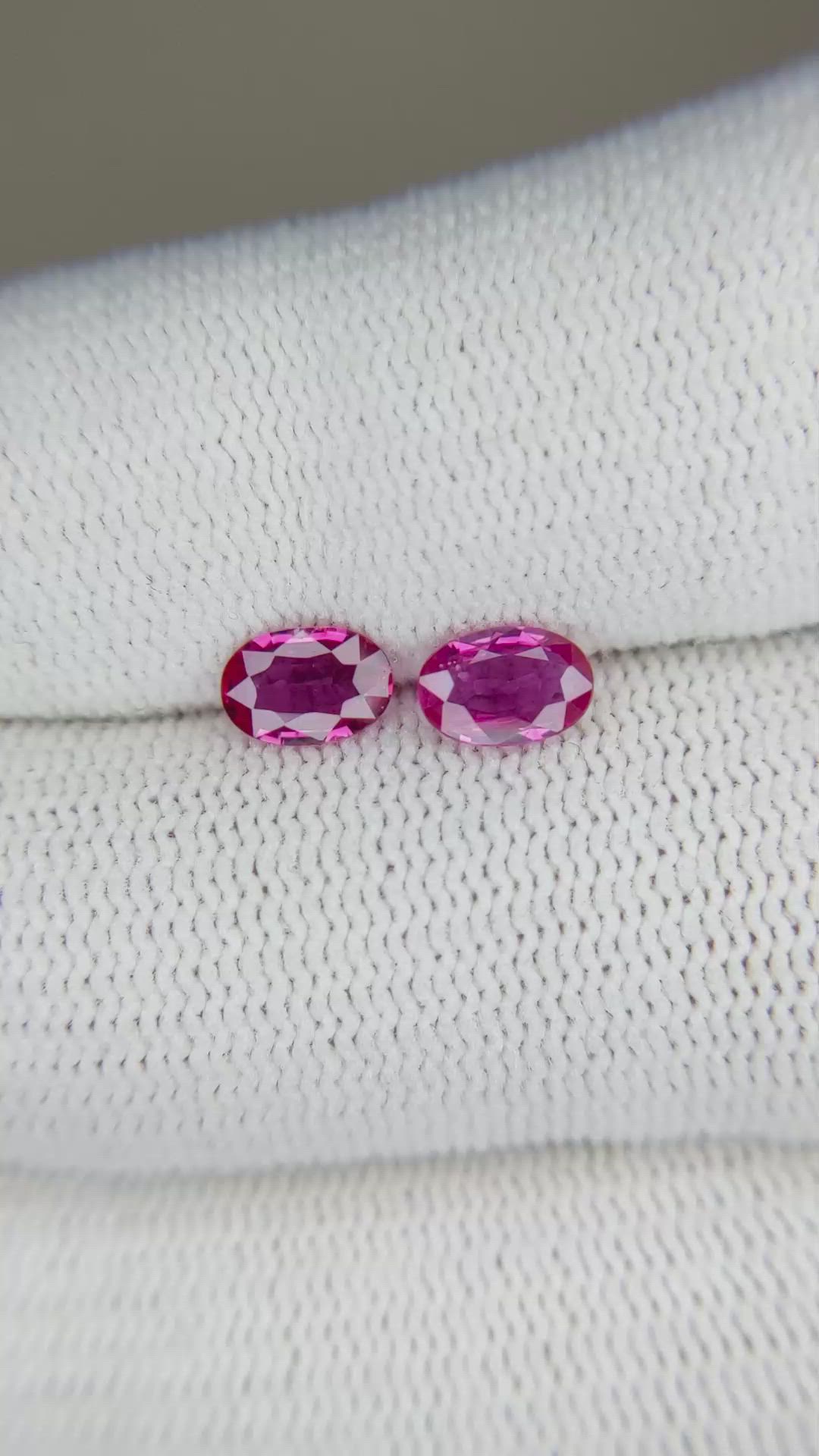 1.01 Ct.Tw.Total Carat Weight Ruby Pair from Mozambique Size Video