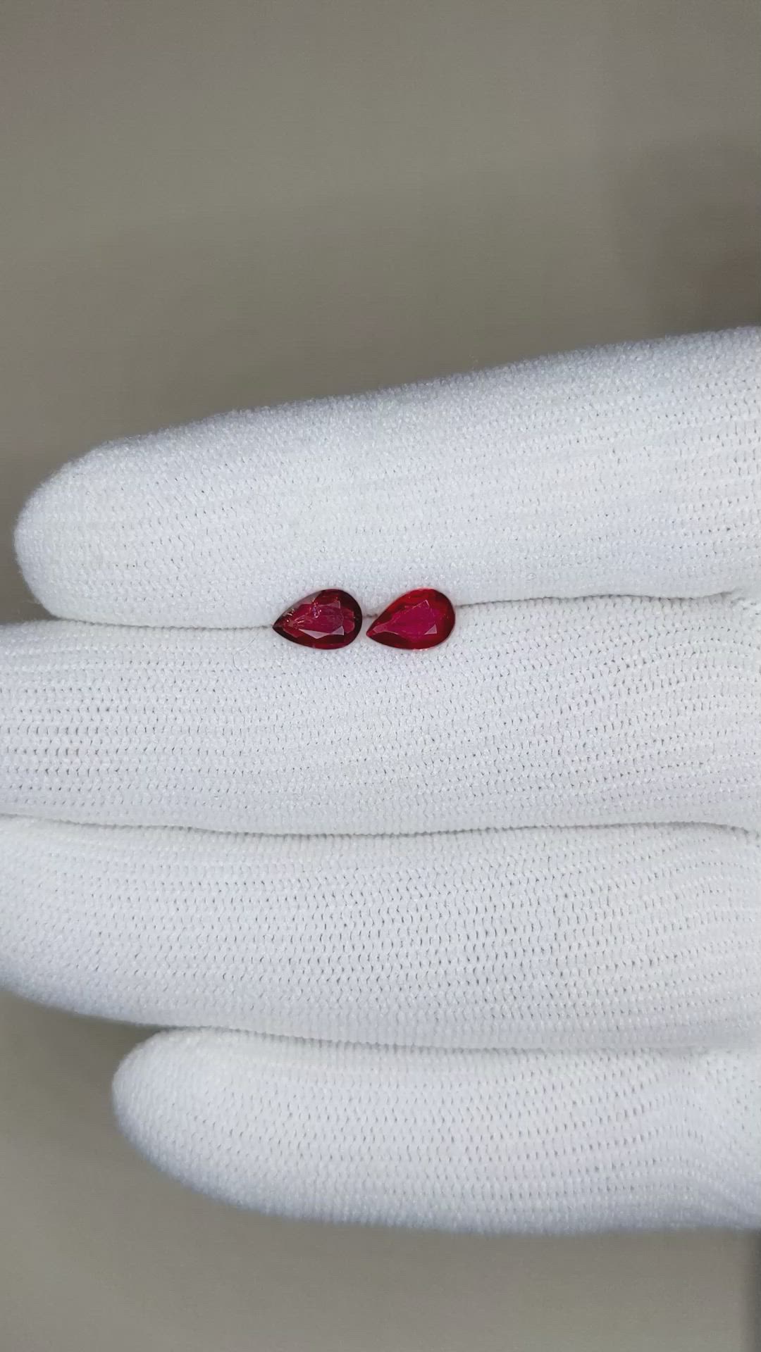 1.16 Ct.Tw.Total Carat Weight Ruby Pair from Mozambique Size Video