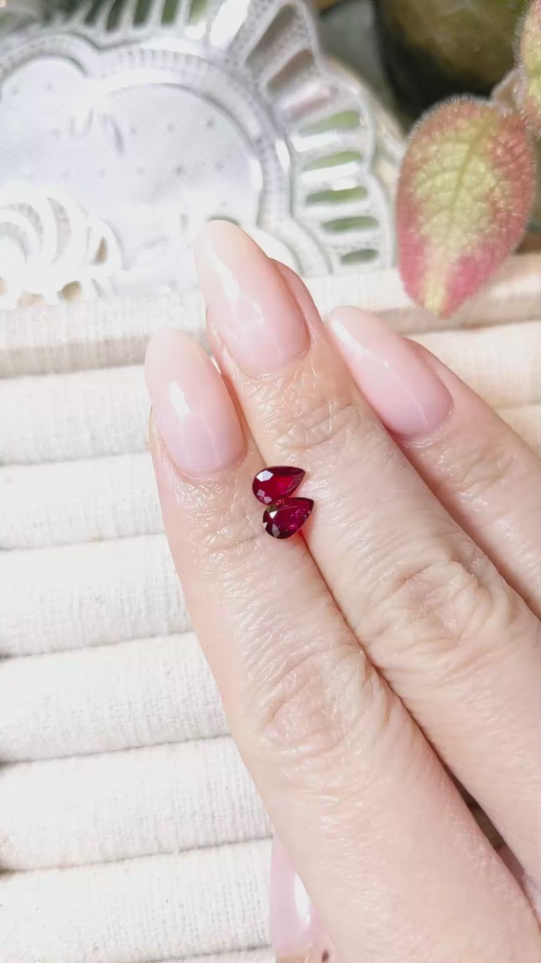 1.16 Ct.Tw.Total Carat Weight Ruby Pair from Mozambique Size Video