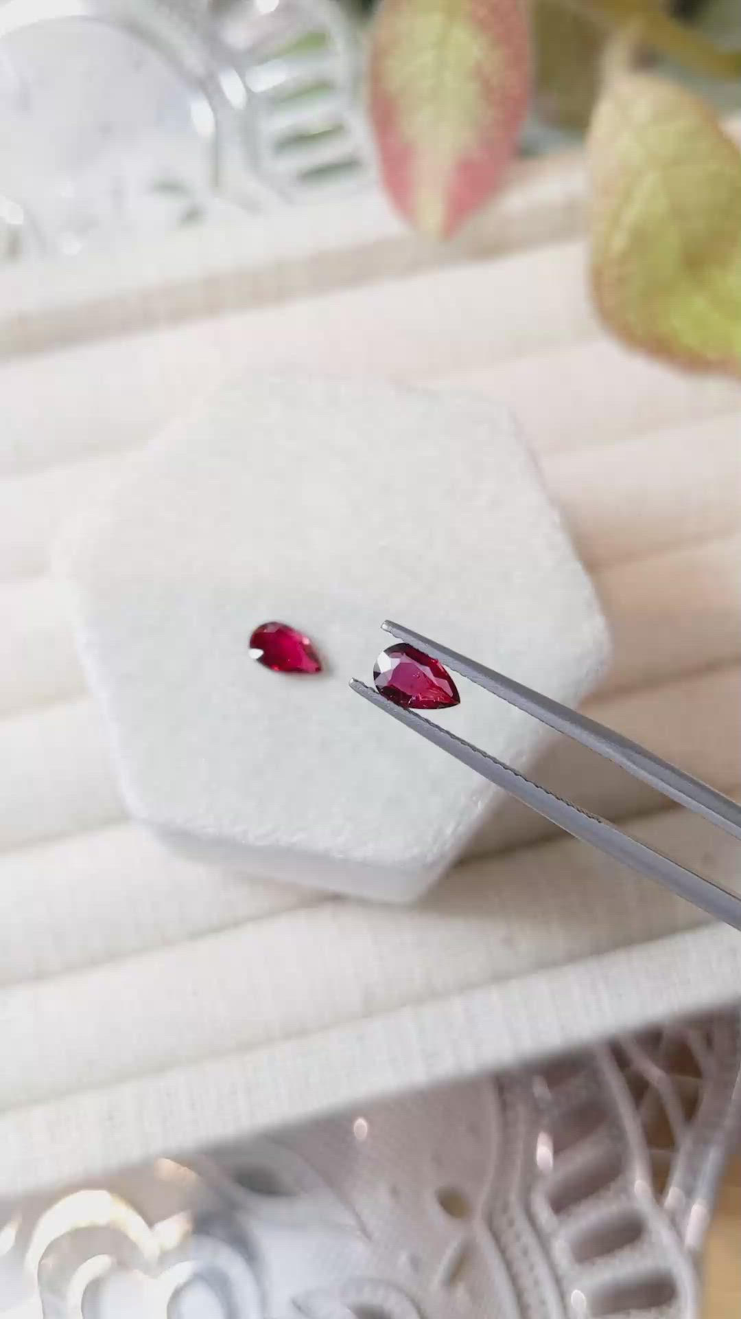 1.16 Ct.Tw.Total Carat Weight Ruby Pair from Mozambique Size Video