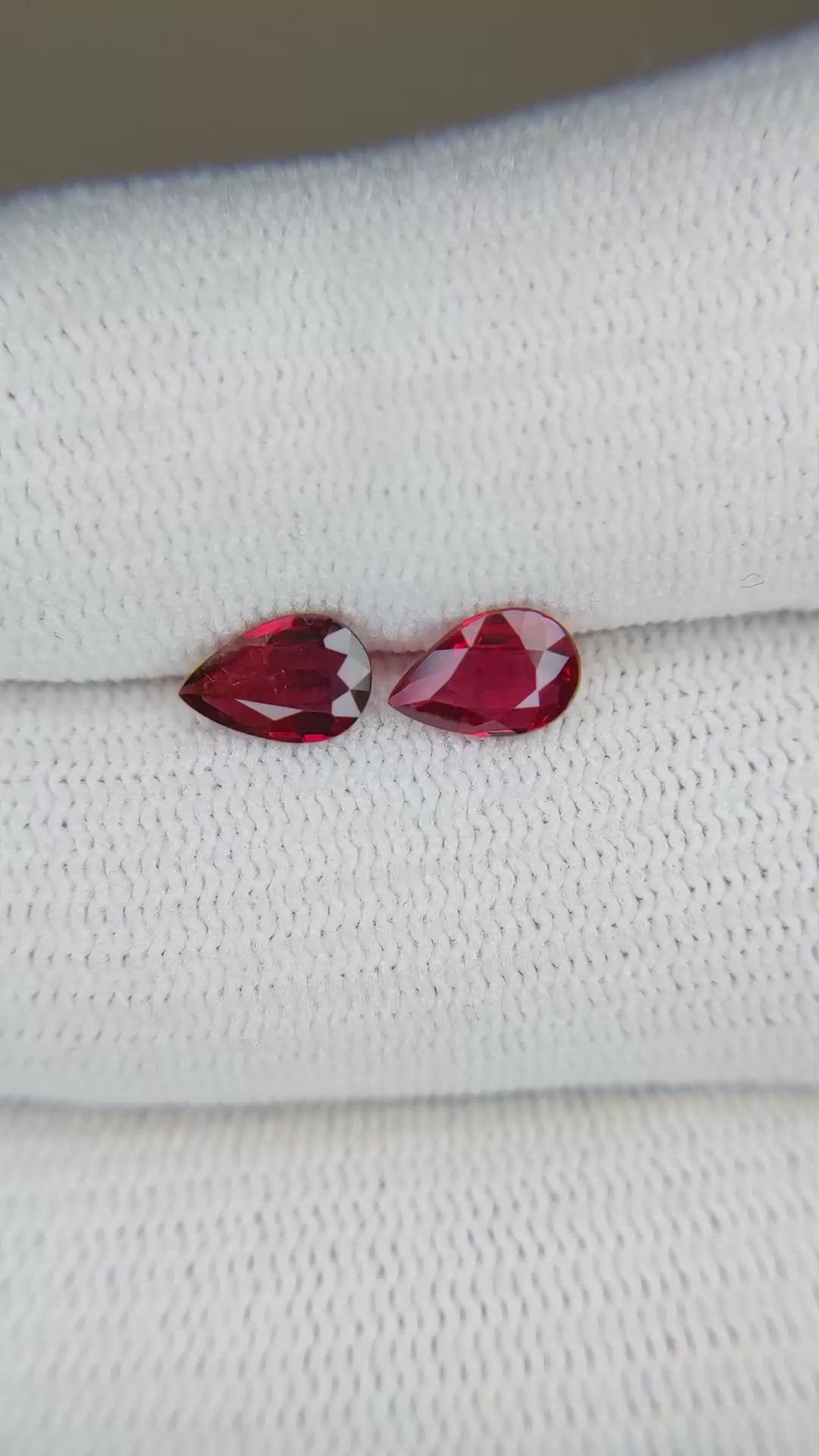 1.16 Ct.Tw.Total Carat Weight Ruby Pair from Mozambique Size Video