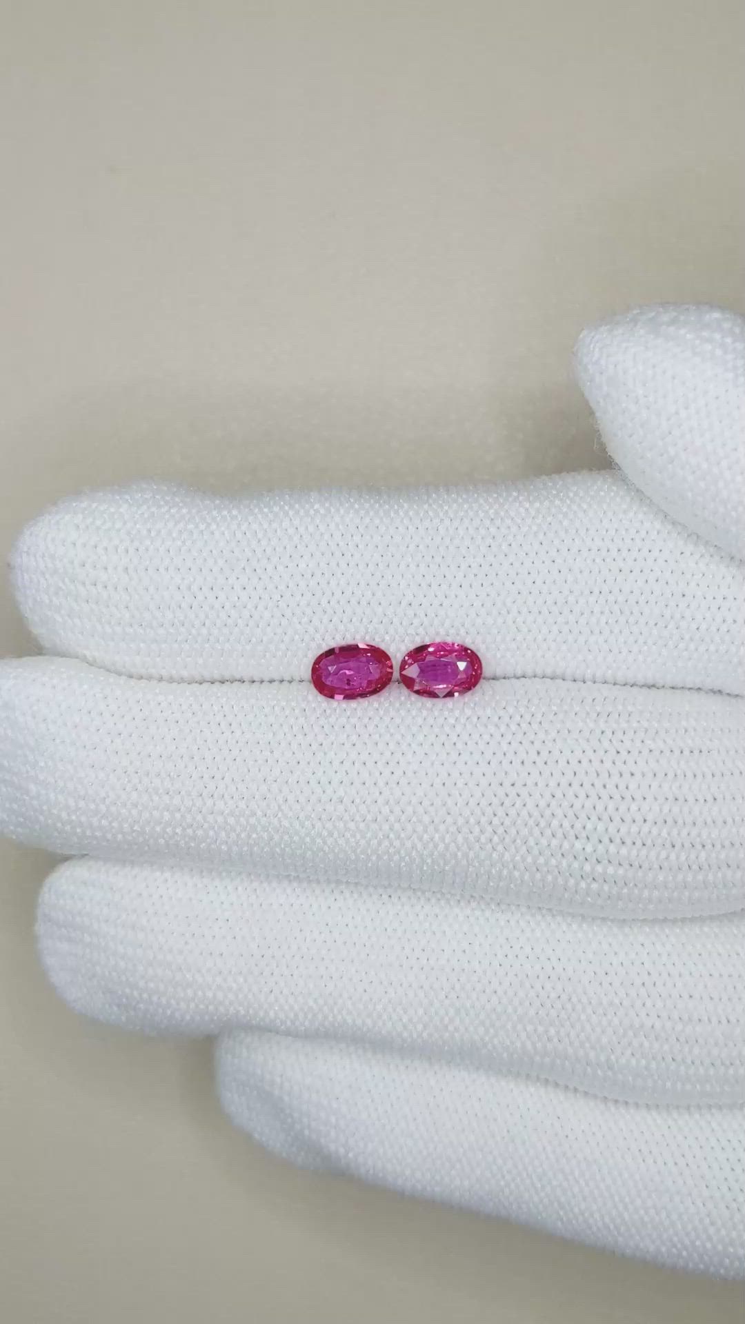 0.89&nbsp;Ct.Tw.Total Carat Weight Ruby Pair from Mozambique Size Video