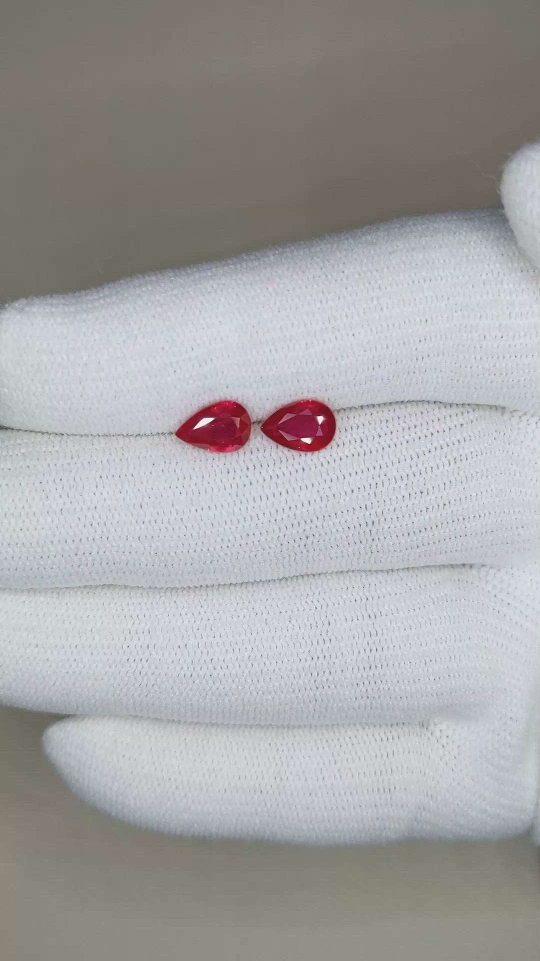 2.10&nbsp;Ct.Tw.Total Carat Weight Ruby Pair from Mozambique Size Video