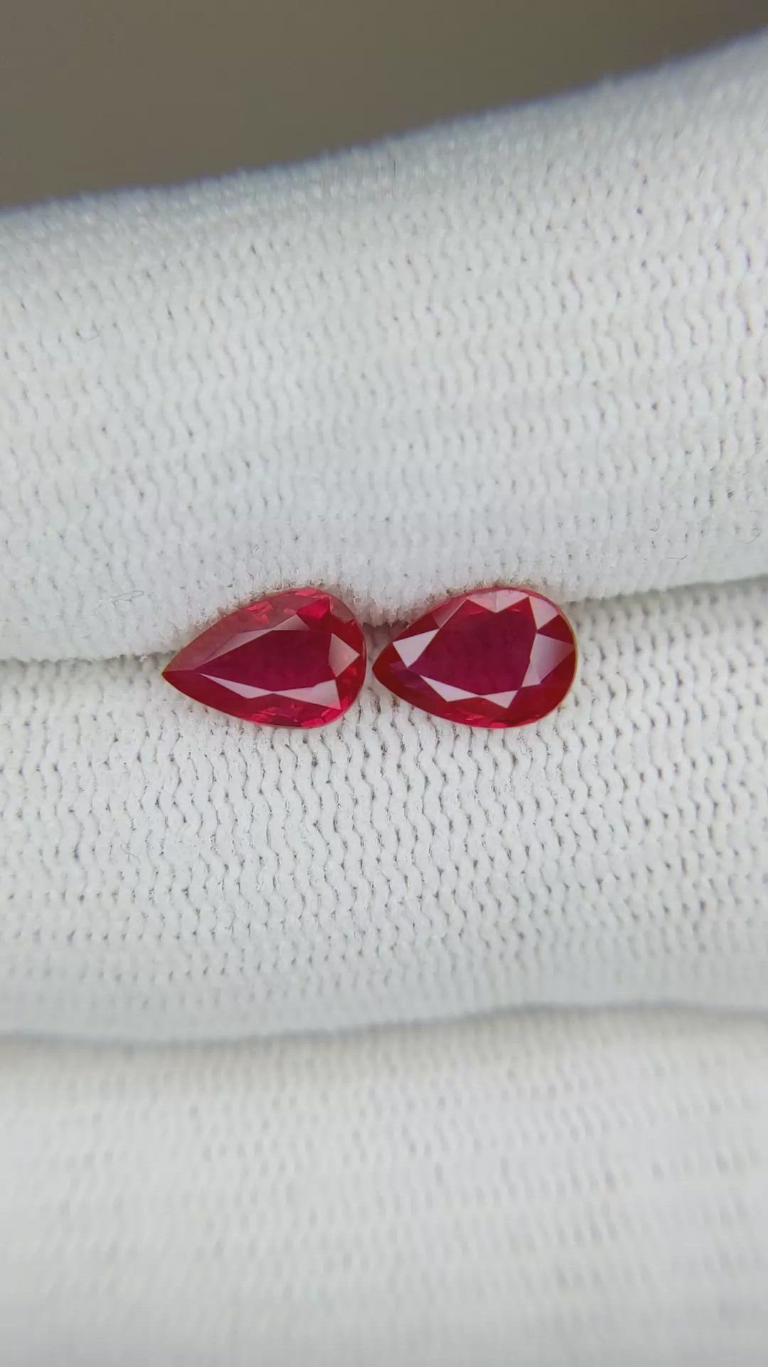 2.10&nbsp;Ct.Tw.Total Carat Weight Ruby Pair from Mozambique Size Video