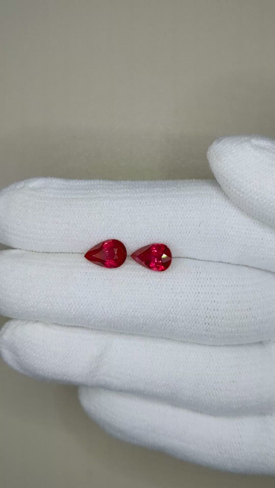 2.64 Ct.Tw.Total Carat Weight Ruby Pair from Mozambique Size Video