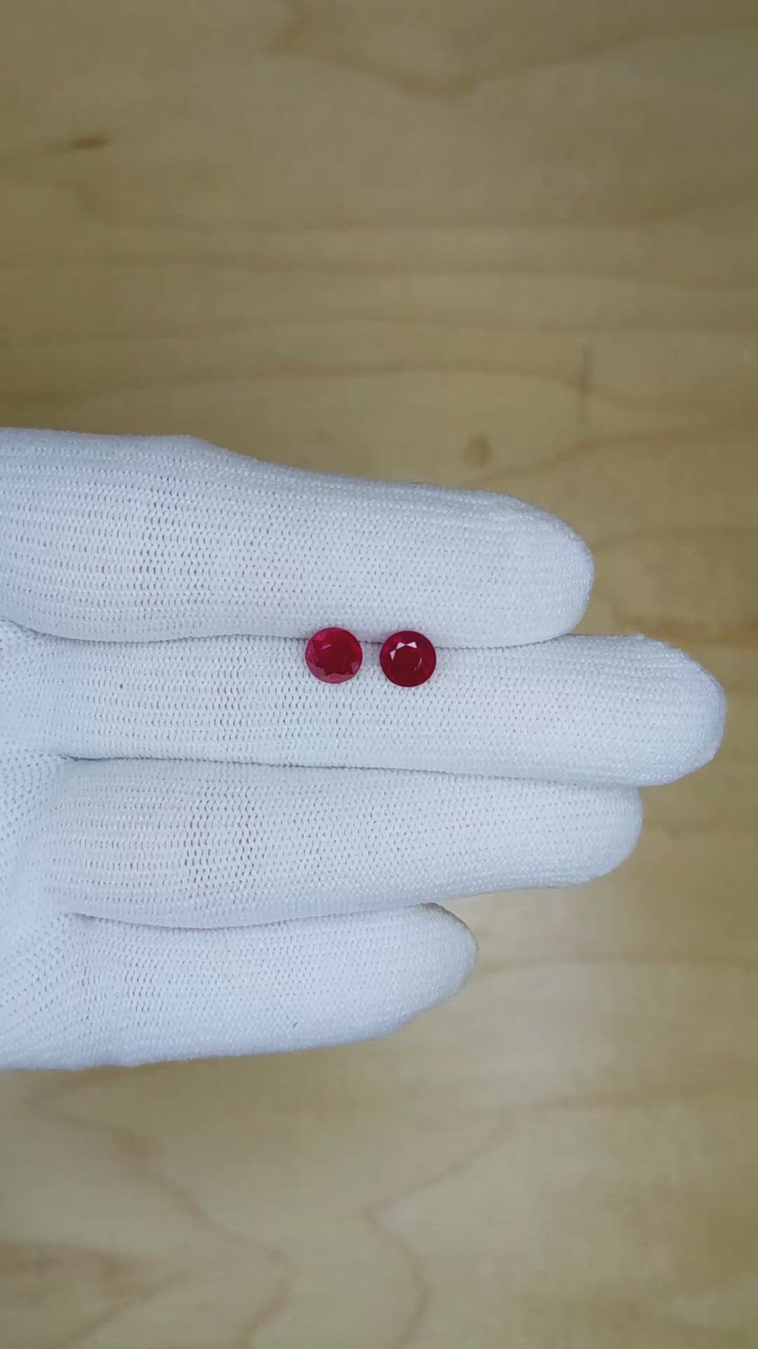 2.03&nbsp;Ct.Tw.Total Carat Weight Ruby Pair from Mozambique Size Video