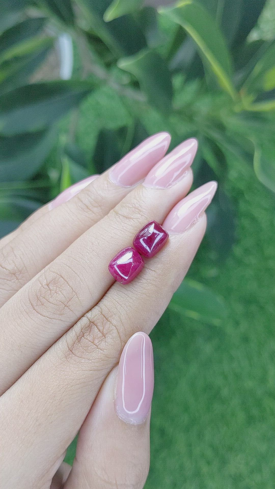 6.60 Ct.Tw.Total Carat Weight Cabochon Ruby Pair from Mozambique Size Video