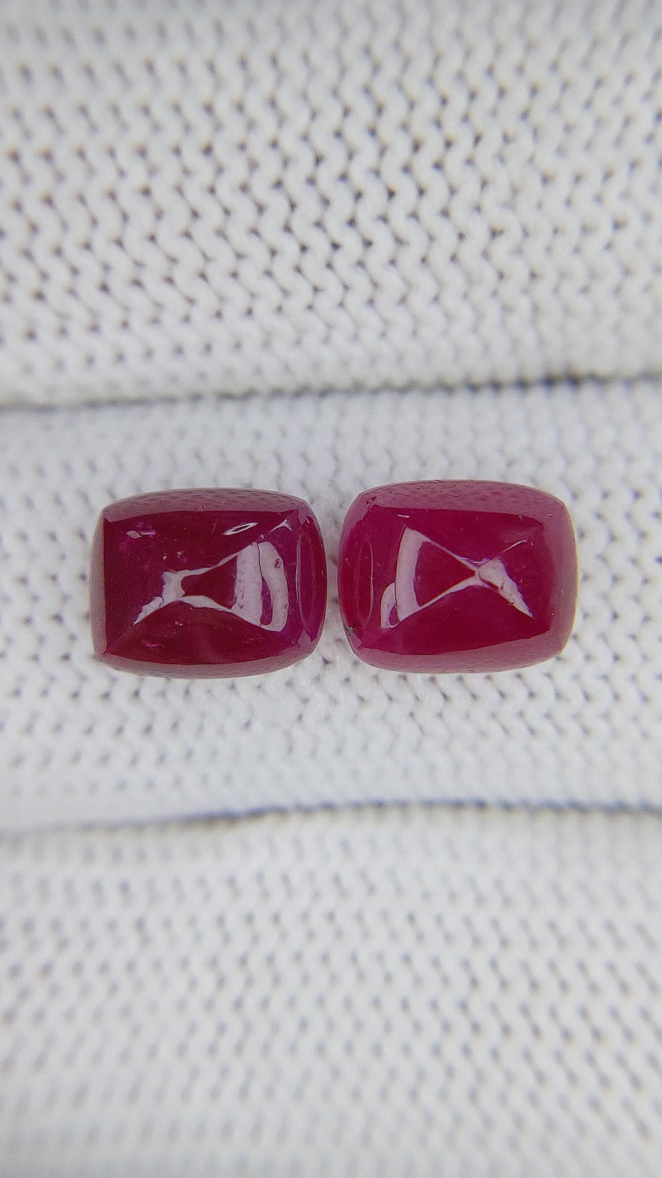 6.60 Ct.Tw.Total Carat Weight Cabochon Ruby Pair from Mozambique Size Video