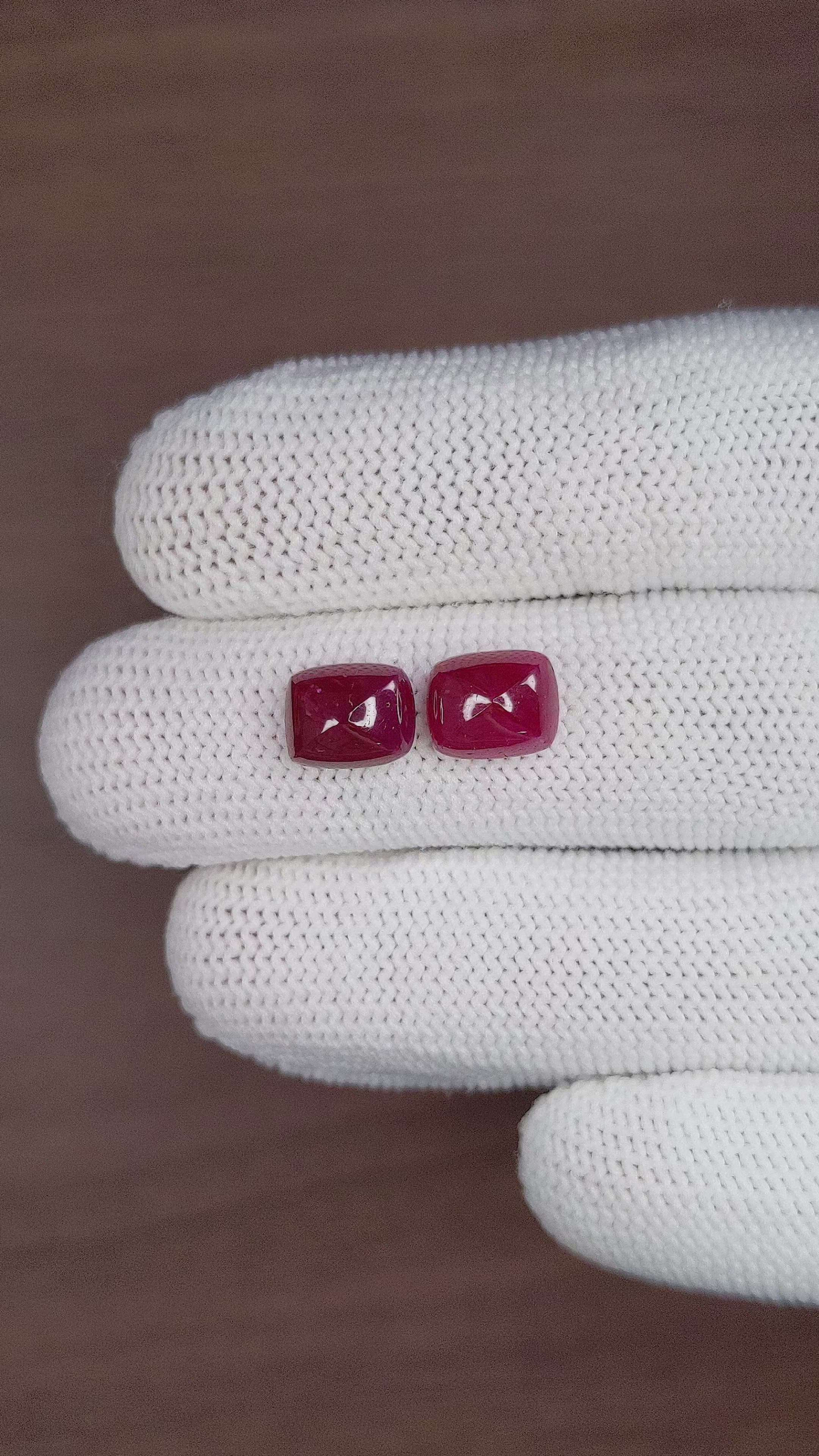 6.60 Ct.Tw.Total Carat Weight Cabochon Ruby Pair from Mozambique Size Video