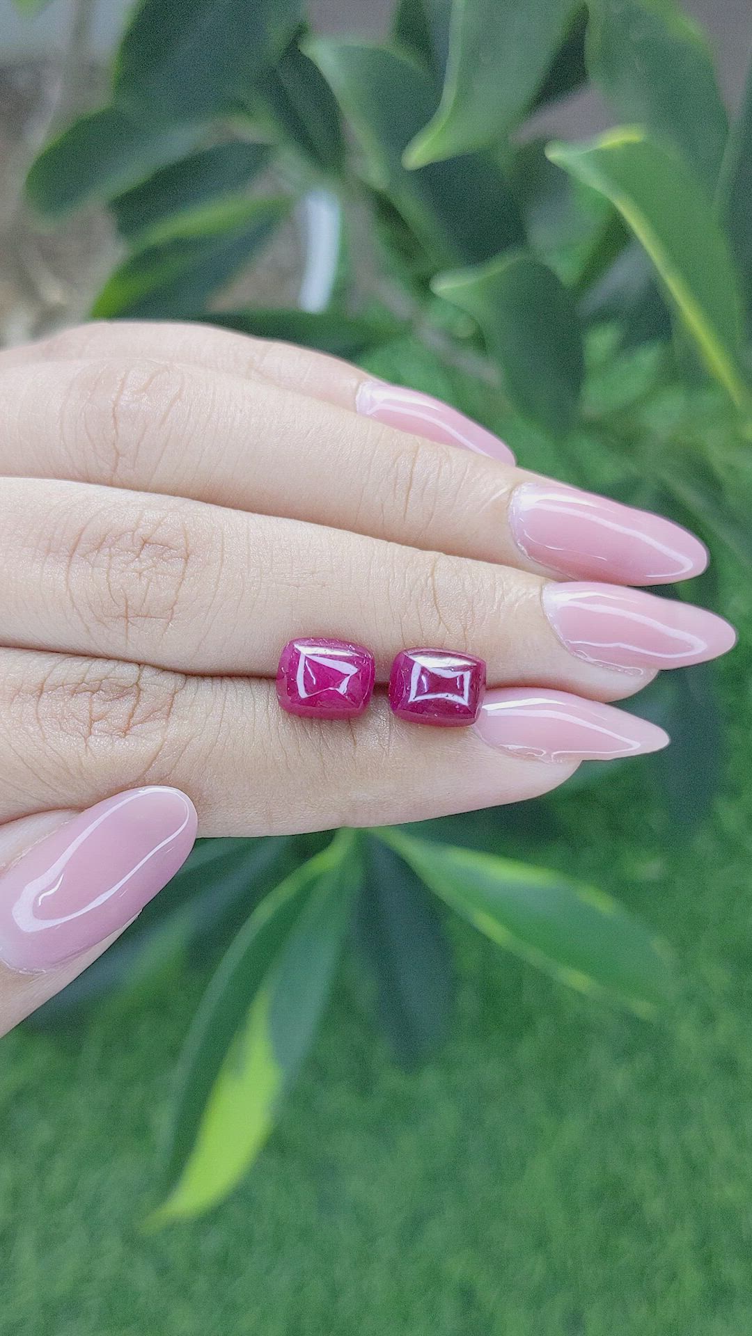 6.60 Ct.Tw.Total Carat Weight Cabochon Ruby Pair from Mozambique Size Video