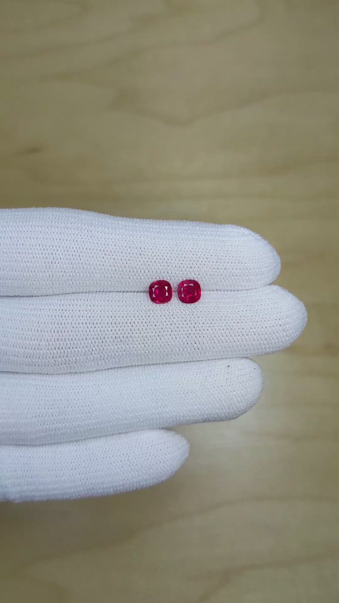 1.03&nbsp;Ct.Tw.Total Carat Weight Ruby Pair from Mozambique Size Video