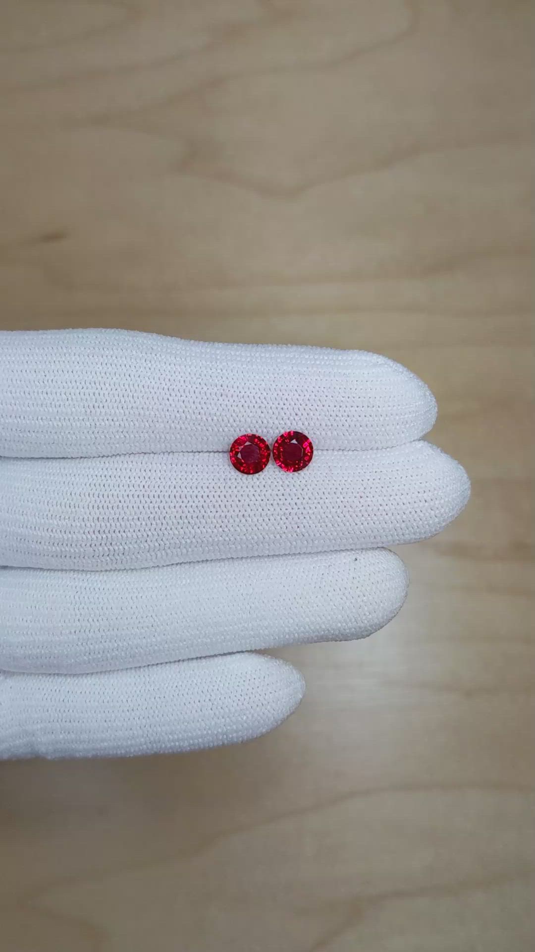 1.69 Ct.Tw.Total Carat Weight Ruby Pair from Mozambique Size Video