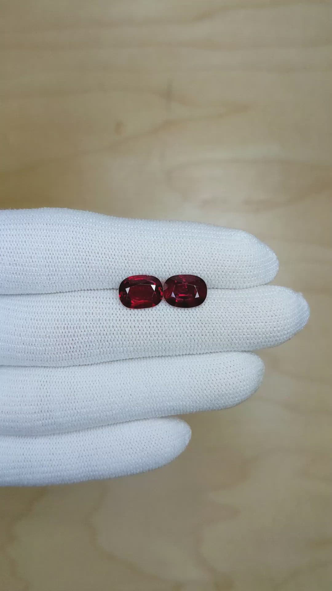 6.02 Ct.Tw.Total Carat Weight Ruby Pair from Mozambique Size Video