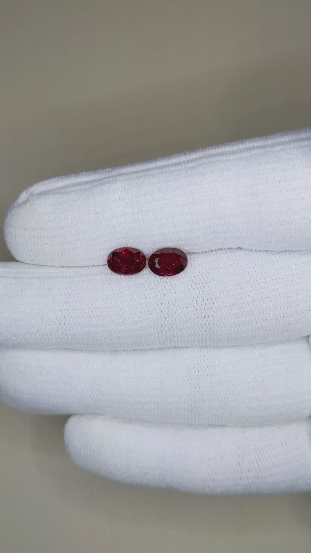 2.21 Ct.Tw.Total Carat Weight Ruby Pair from Mozambique Size Video