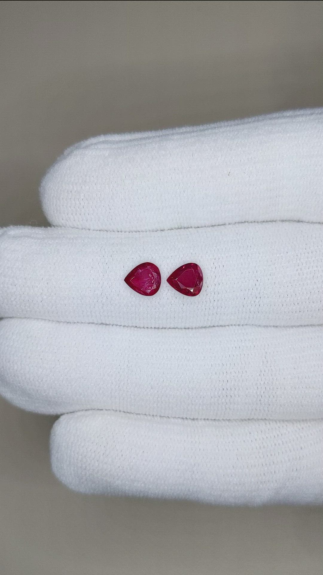 1.32 Ct.Tw.Total Carat Weight Ruby Pair from Mozambique Size Video