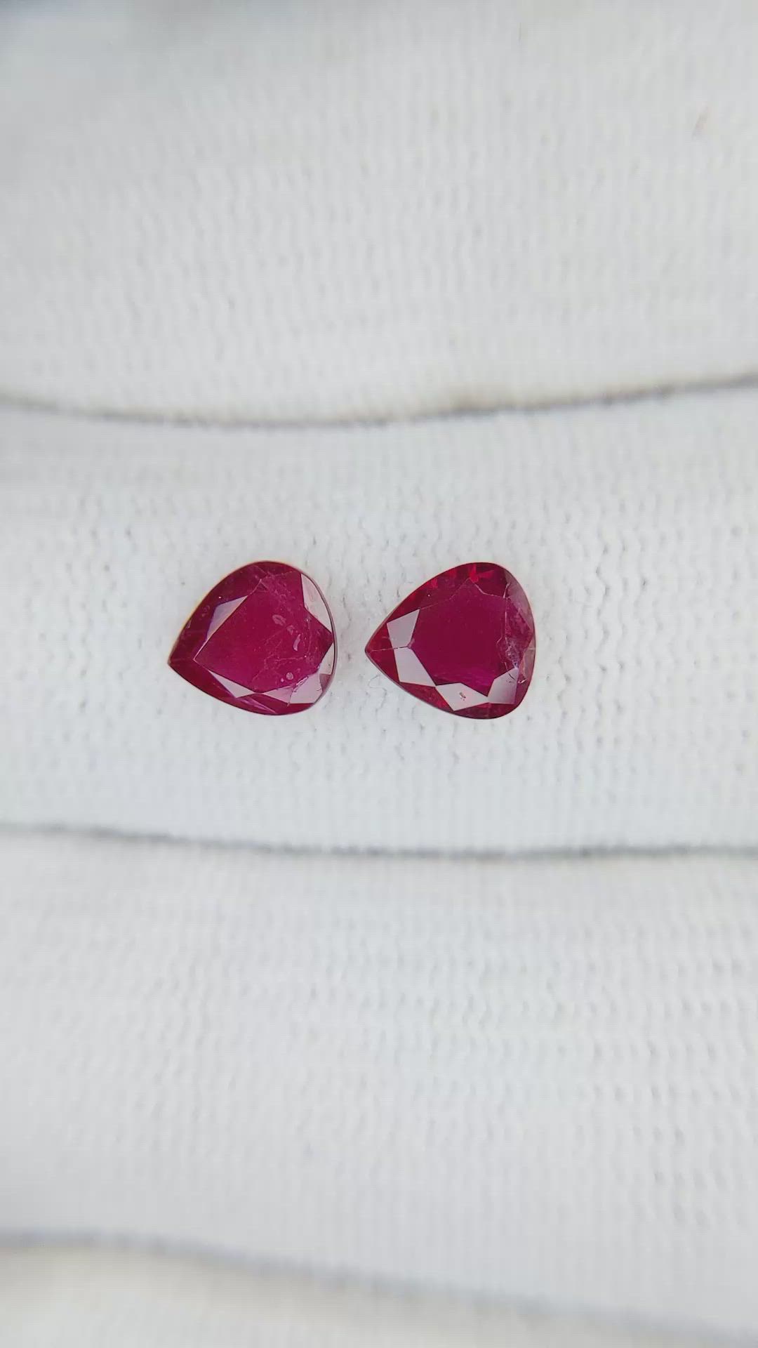 1.32 Ct.Tw.Total Carat Weight Ruby Pair from Mozambique Size Video
