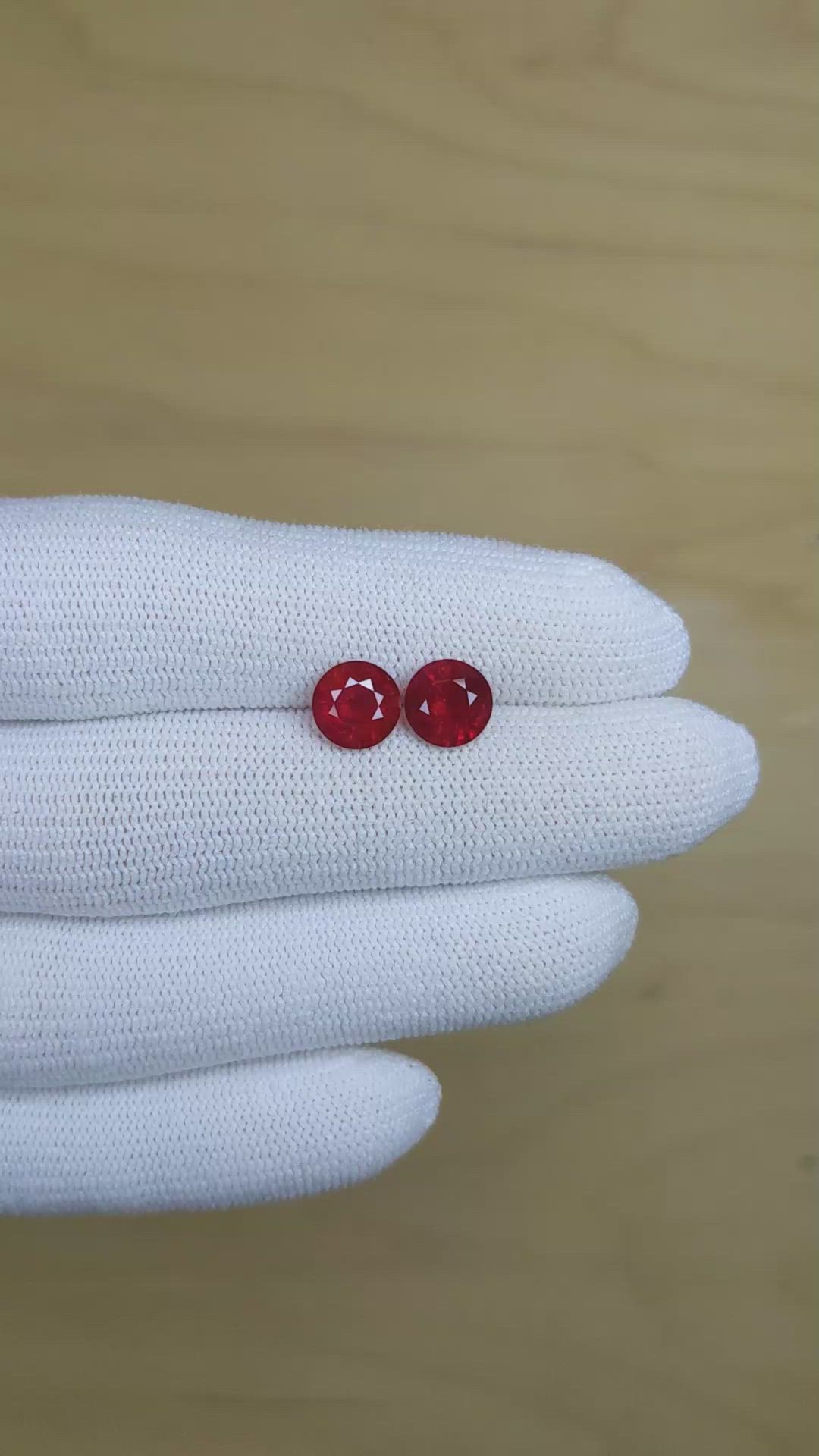 3.44 Ct.Tw.Total Carat Weight Ruby Pair from Mozambique Size Video