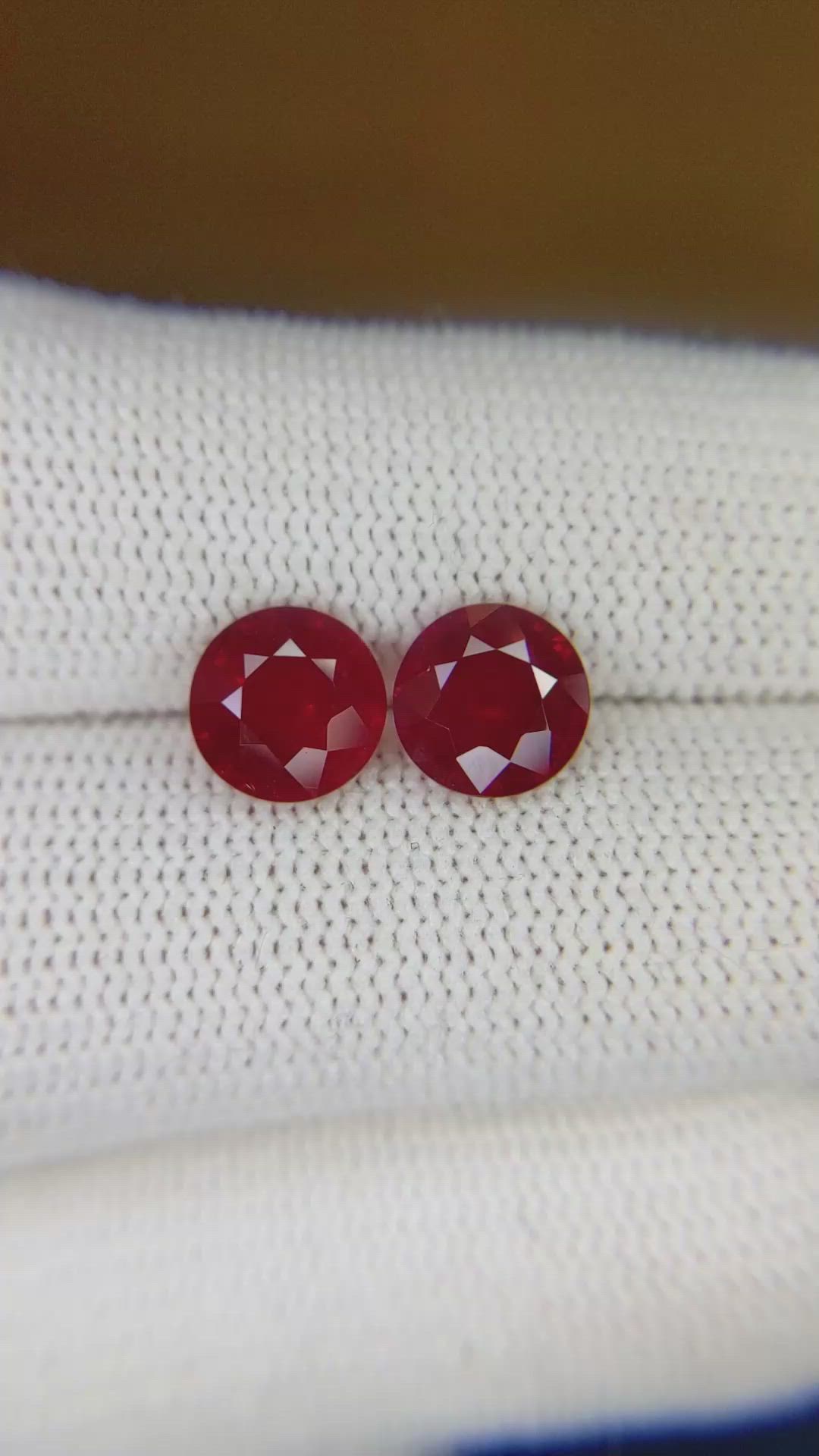 3.44 Ct.Tw.Total Carat Weight Ruby Pair from Mozambique Size Video