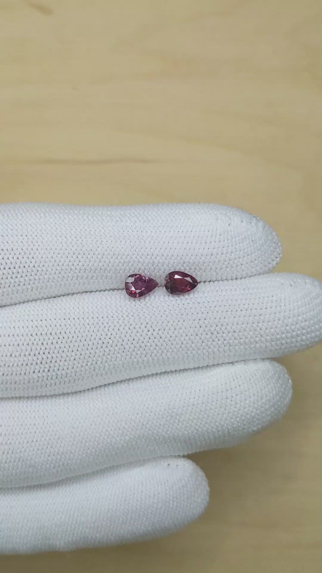 1.49&nbsp;Ct.Tw.Total Carat Weight Ruby Pair from Thailand Size Video