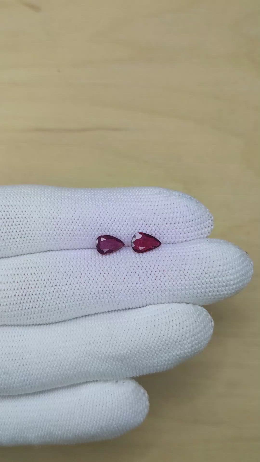 1.49&nbsp;Ct.Tw.Total Carat Weight Ruby Pair from Thailand Size Video